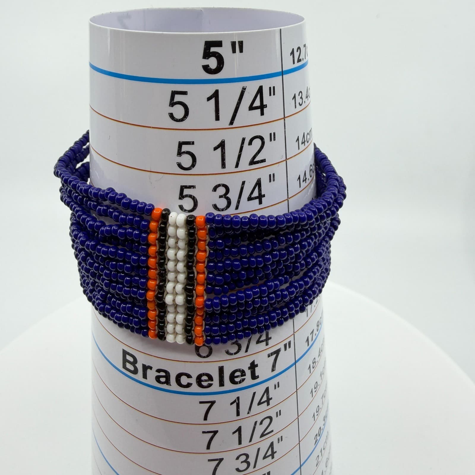 Boho Multi Strand Seed Bead Cuff Bracelet Cobalt Blue Statement Stacked Festival - Thumbnail 9