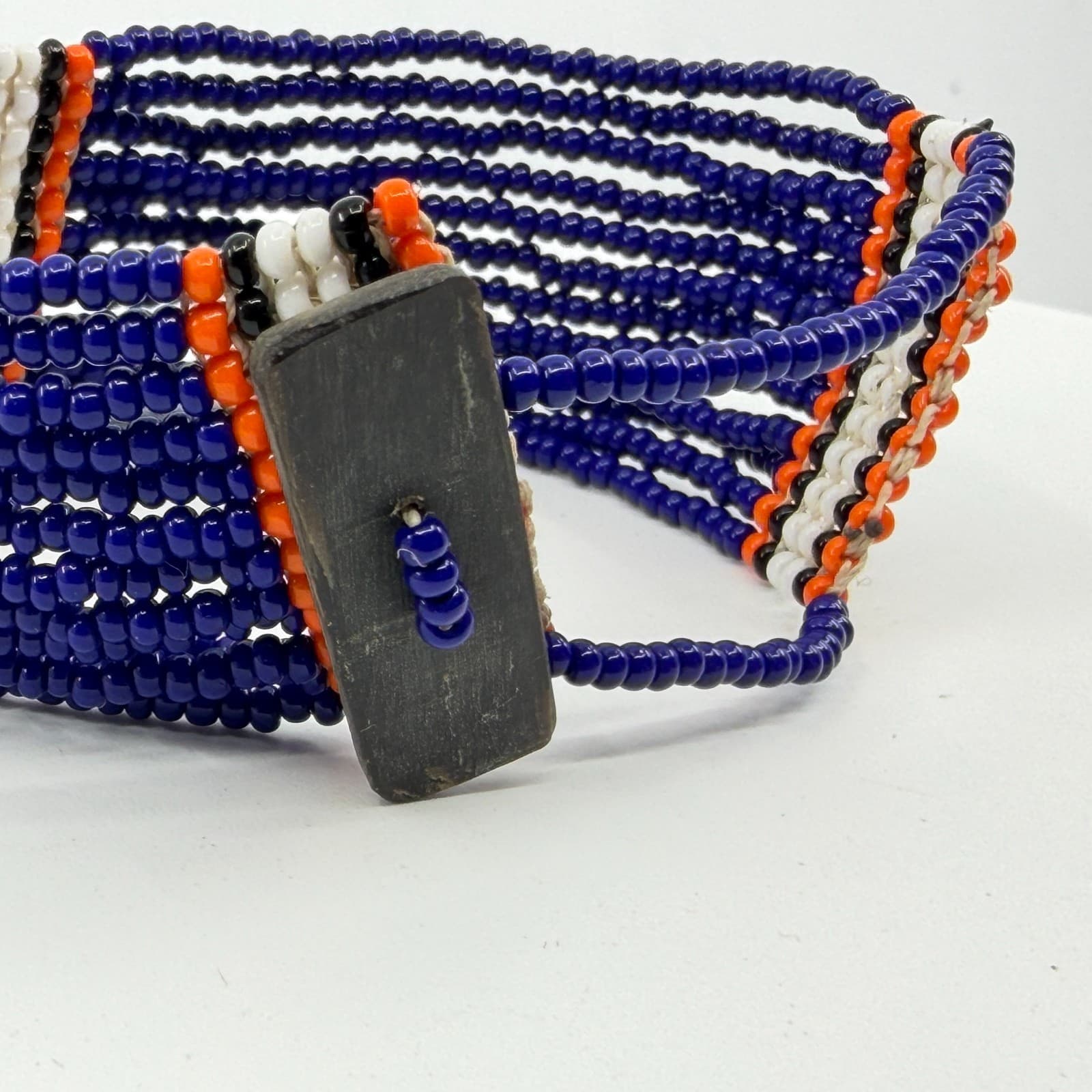 Boho Multi Strand Seed Bead Cuff Bracelet Cobalt Blue Statement Stacked Festival - Thumbnail 7