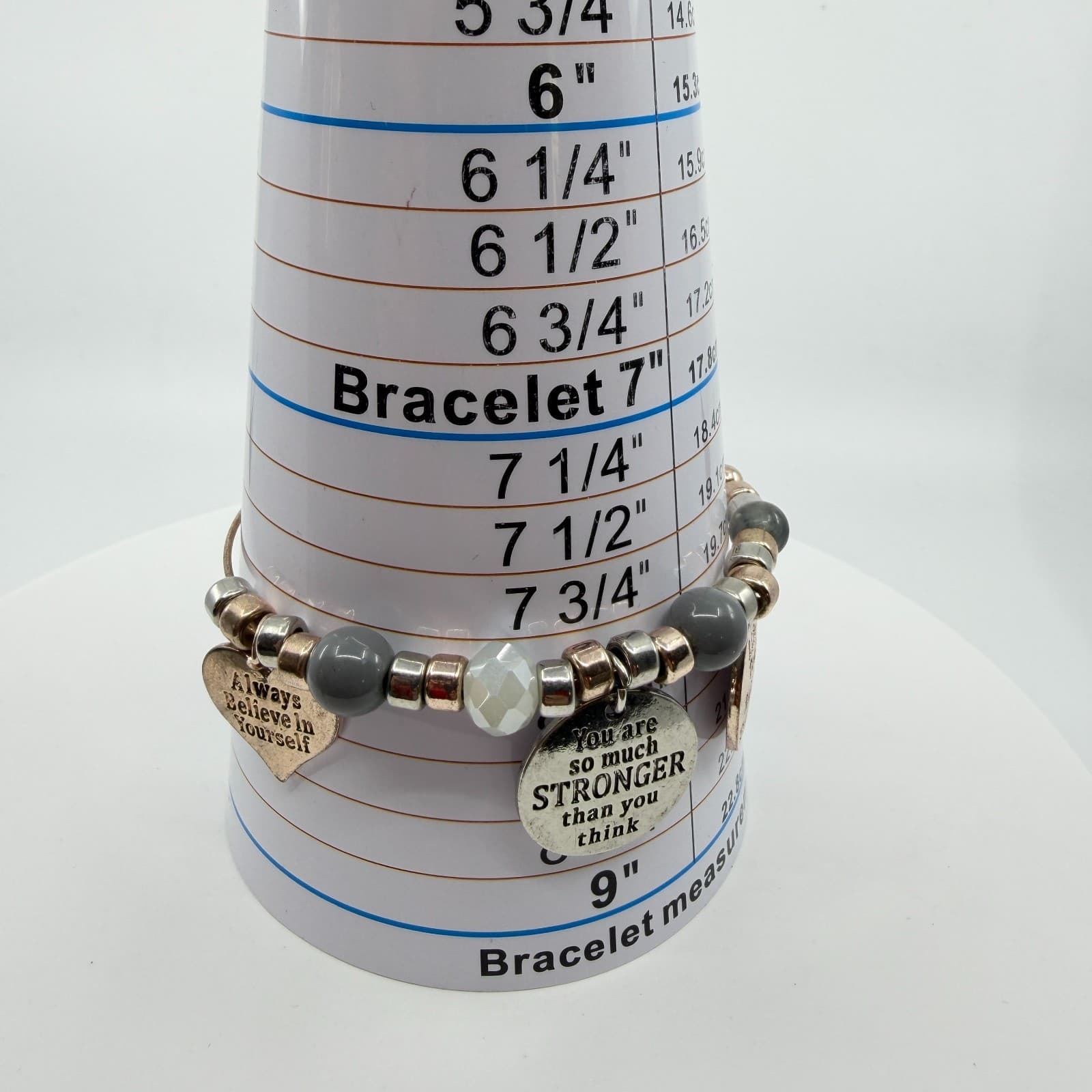 Inspirational Charm Bangle Bracelet Stronger Tougher Believe In Yourself Gift - Thumbnail 8