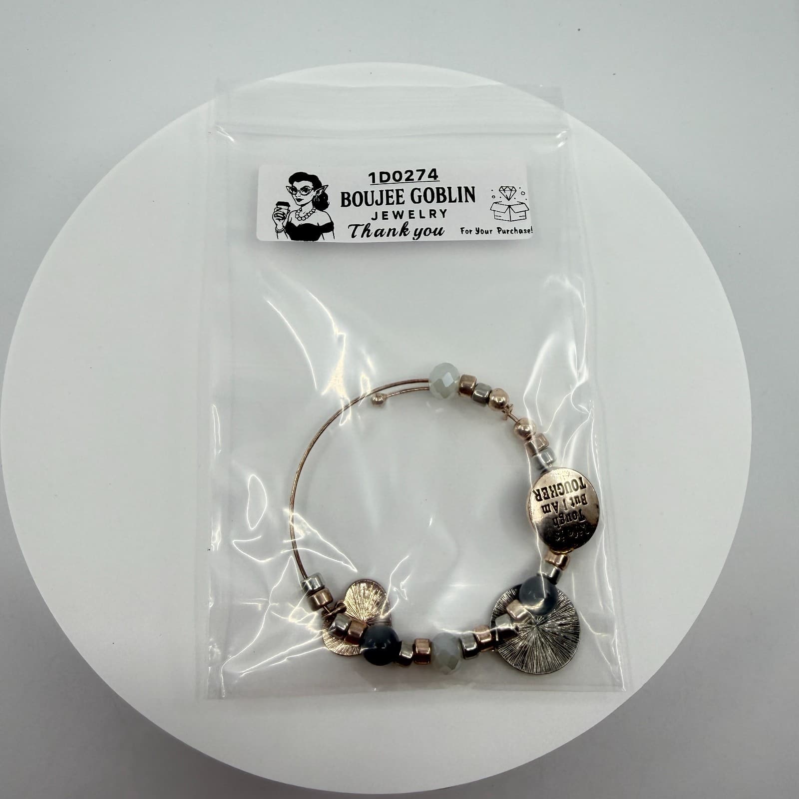 Inspirational Charm Bangle Bracelet Stronger Tougher Believe In Yourself Gift - Thumbnail 9
