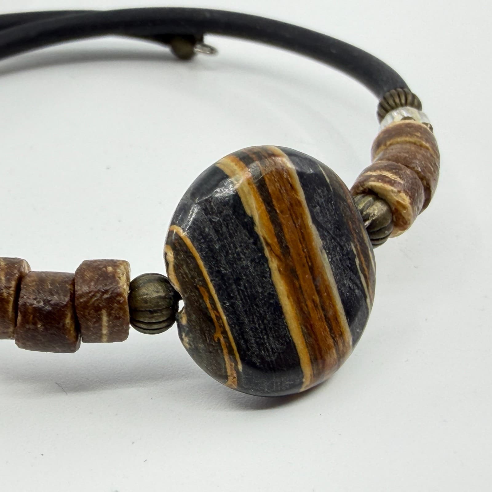 Luzluna Import Tiger Eye Crystal Memory Wire Wrap Bracelet Cottagecore Boho Gift - Thumbnail 3