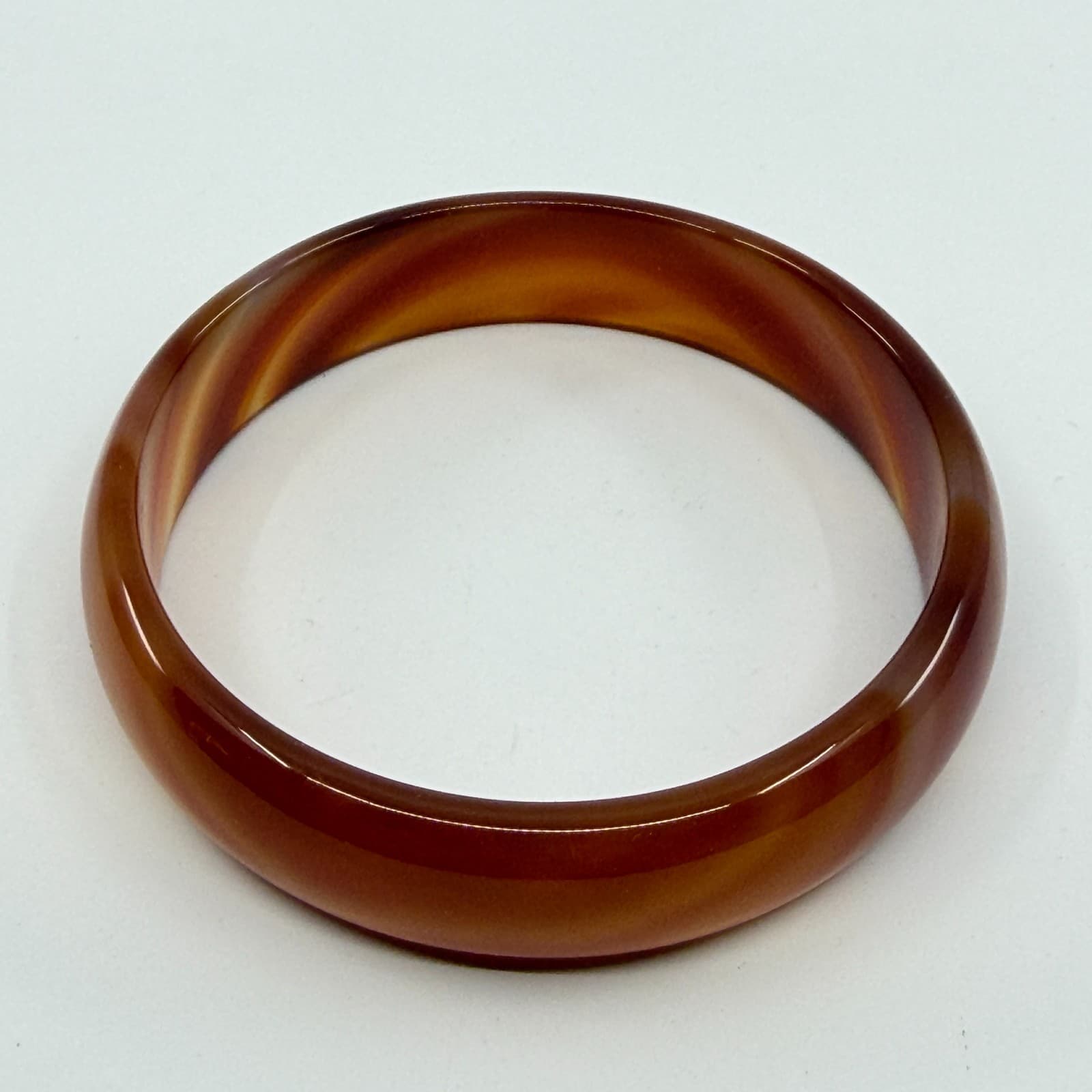 Chunky Carnelian Agate Bangle Bracelet Translucent Orange Band Statement Gift - Thumbnail 3