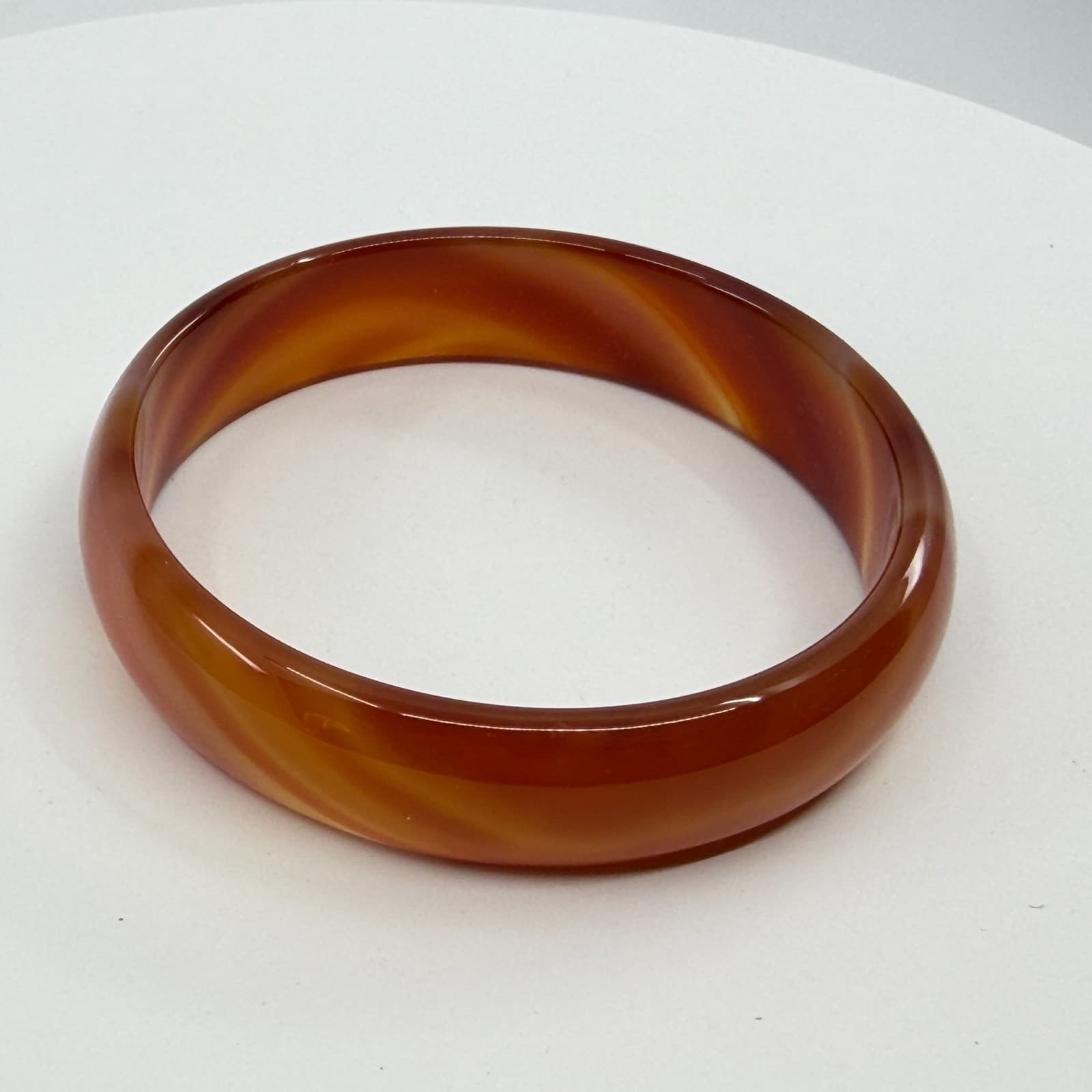 Chunky Carnelian Agate Bangle Bracelet Translucent Orange Band Statement Gift - Thumbnail 5