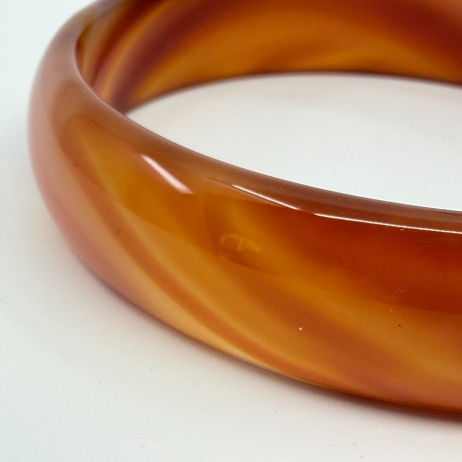 Chunky Carnelian Agate Bangle Bracelet Translucent Orange Band Statement Gift - Thumbnail 4