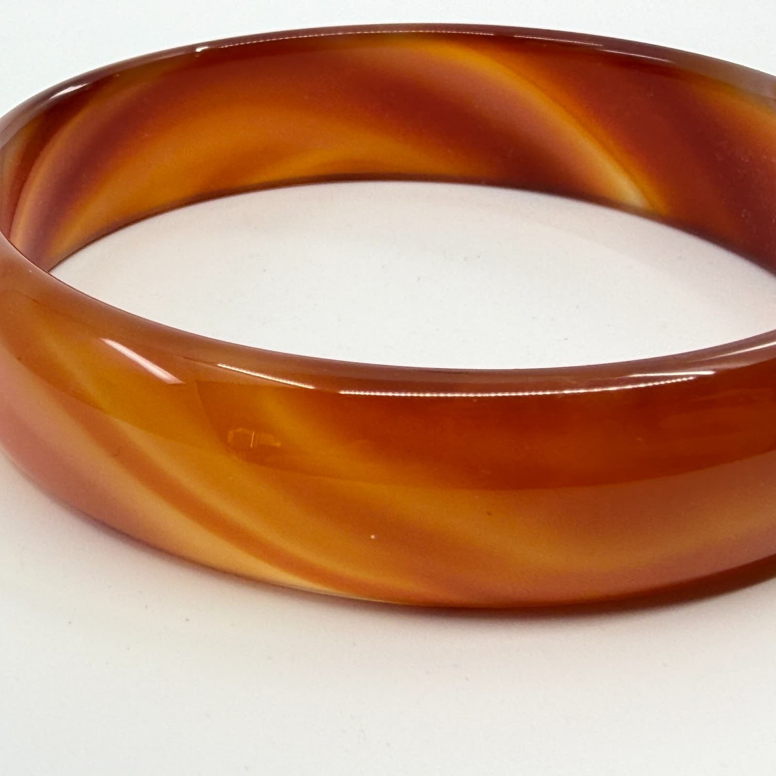 Chunky Carnelian Agate Bangle Bracelet Translucent Orange Band Statement Gift - Thumbnail 7