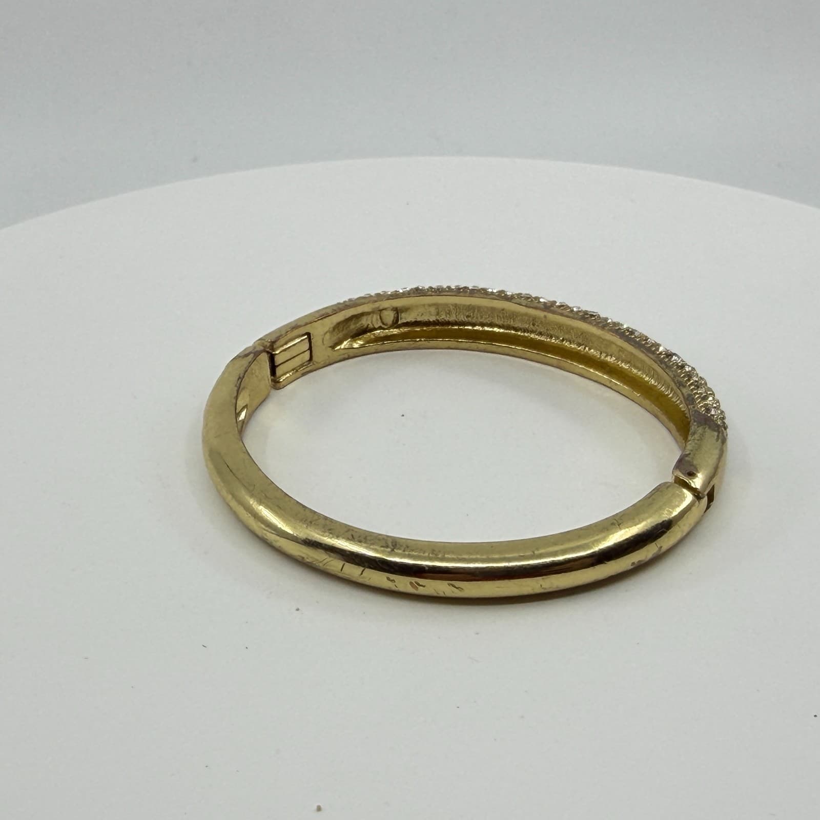 Chunky Gold Tone Rhinestone Pave Hinged Bangle Bracelet Crystal Statement Gift - Thumbnail 10