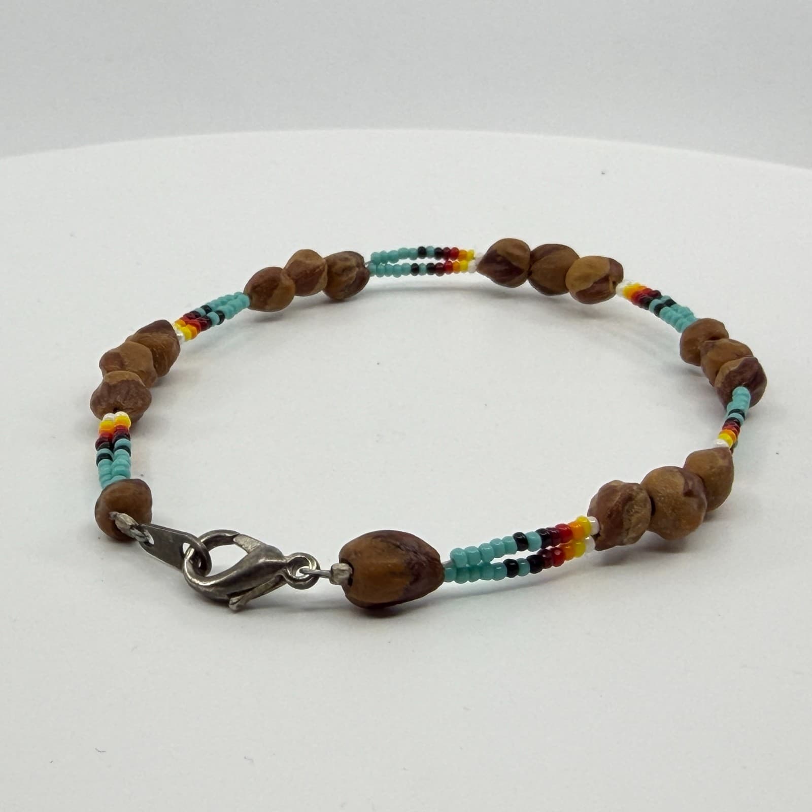 Native American Inspired Seed Bead and Natural Seed Beaded Bracelet Boho Jewelry - Thumbnail 5