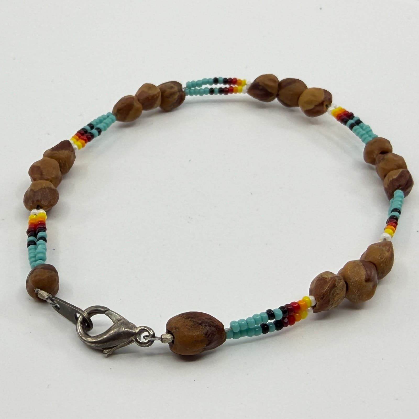 Native American Inspired Seed Bead and Natural Seed Beaded Bracelet Boho Jewelry - Thumbnail 6