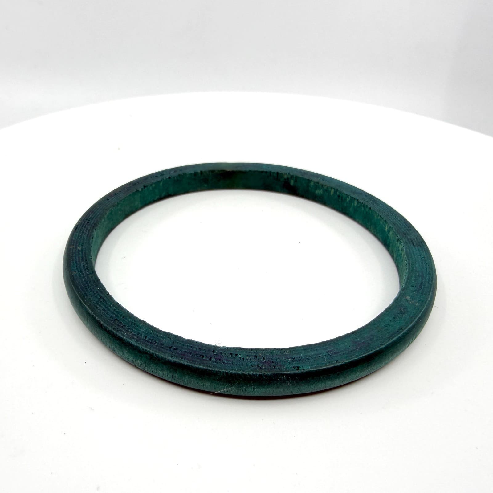 Boho Green Teal Wooden Bangle Bracelet Layering Chunky Festival Statement Gift - Thumbnail 2