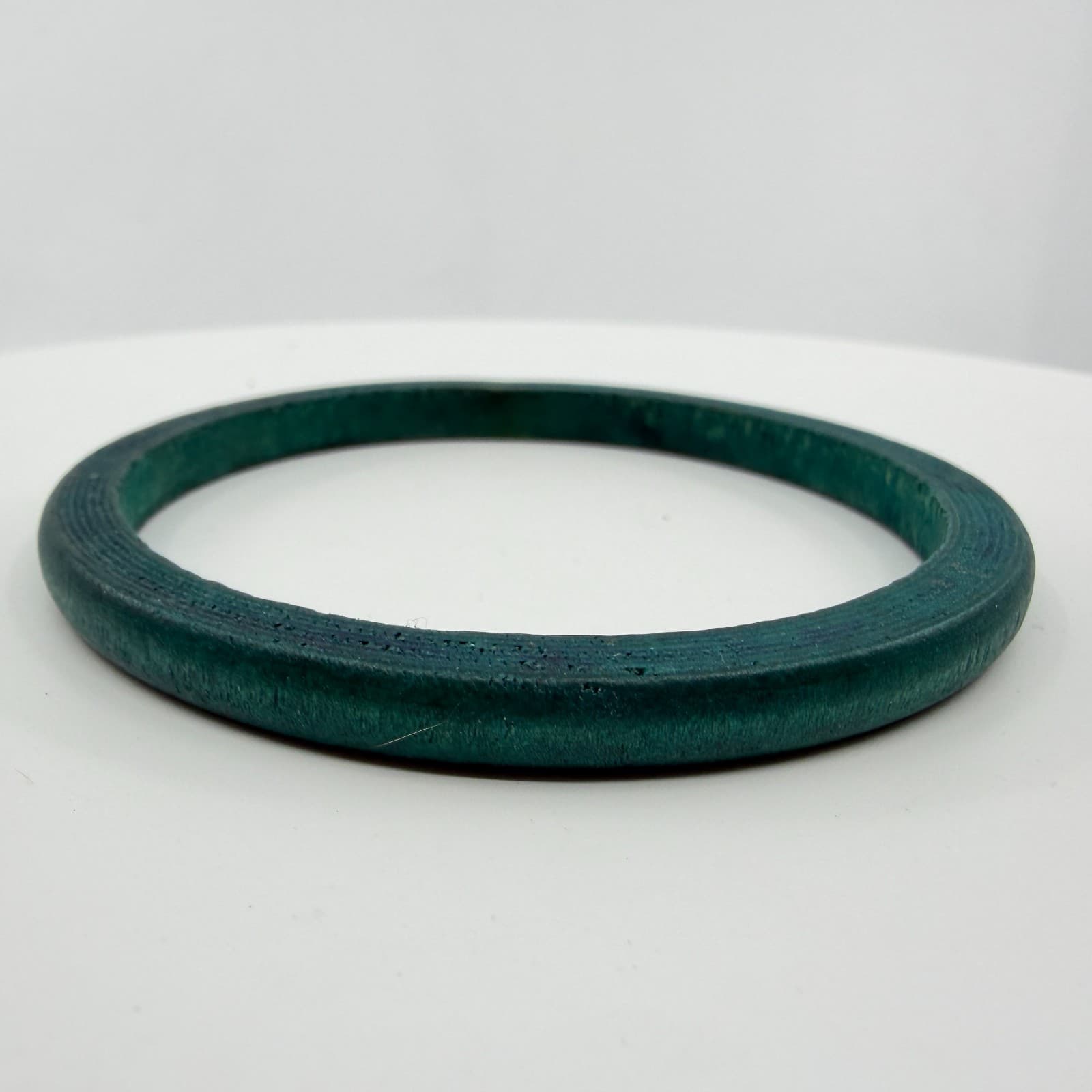 Boho Green Teal Wooden Bangle Bracelet Layering Chunky Festival Statement Gift - Thumbnail 4