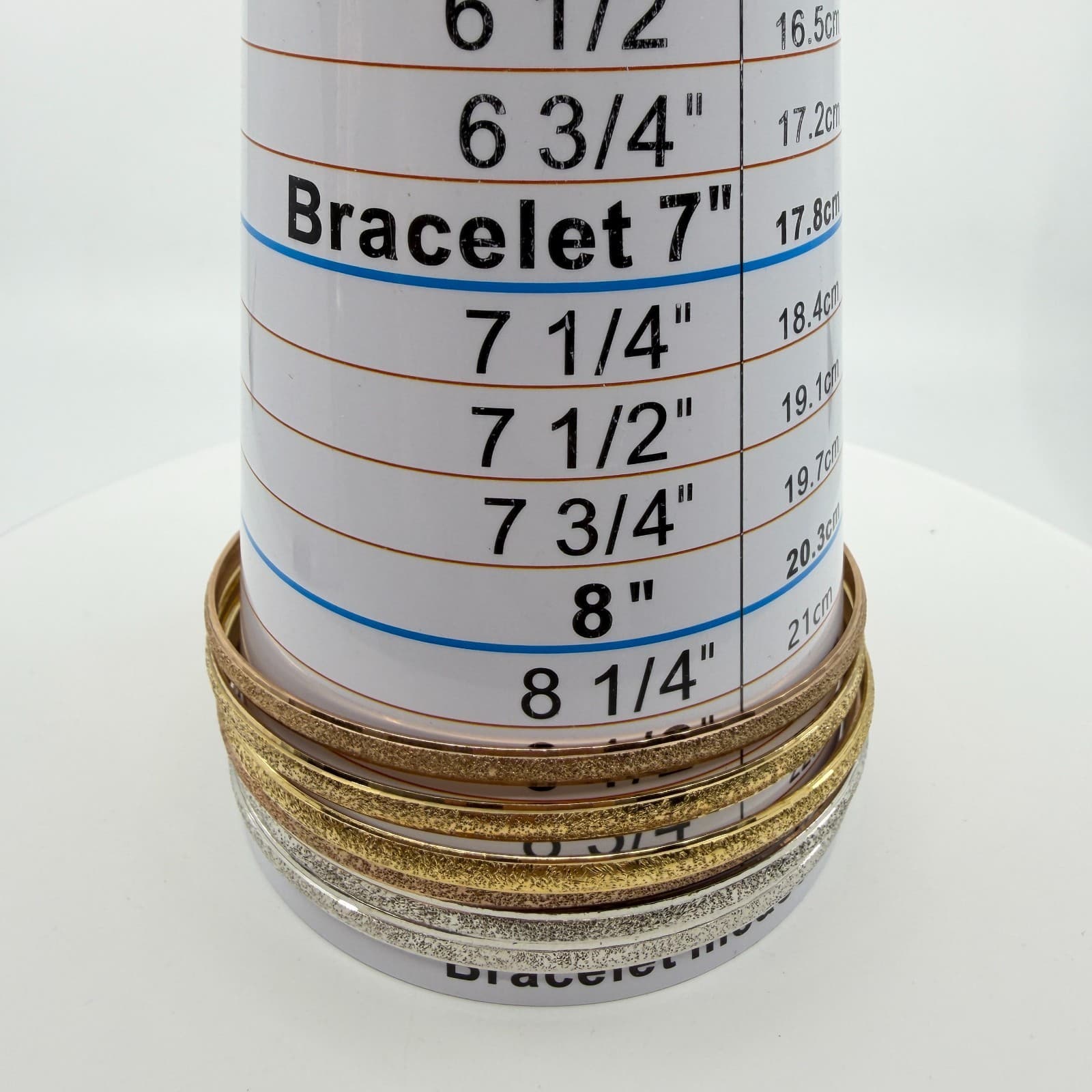 Tri-Color Glitter Textured Bangle Bracelet Set Stackable Gold & Silver Tone Gift - Thumbnail 9