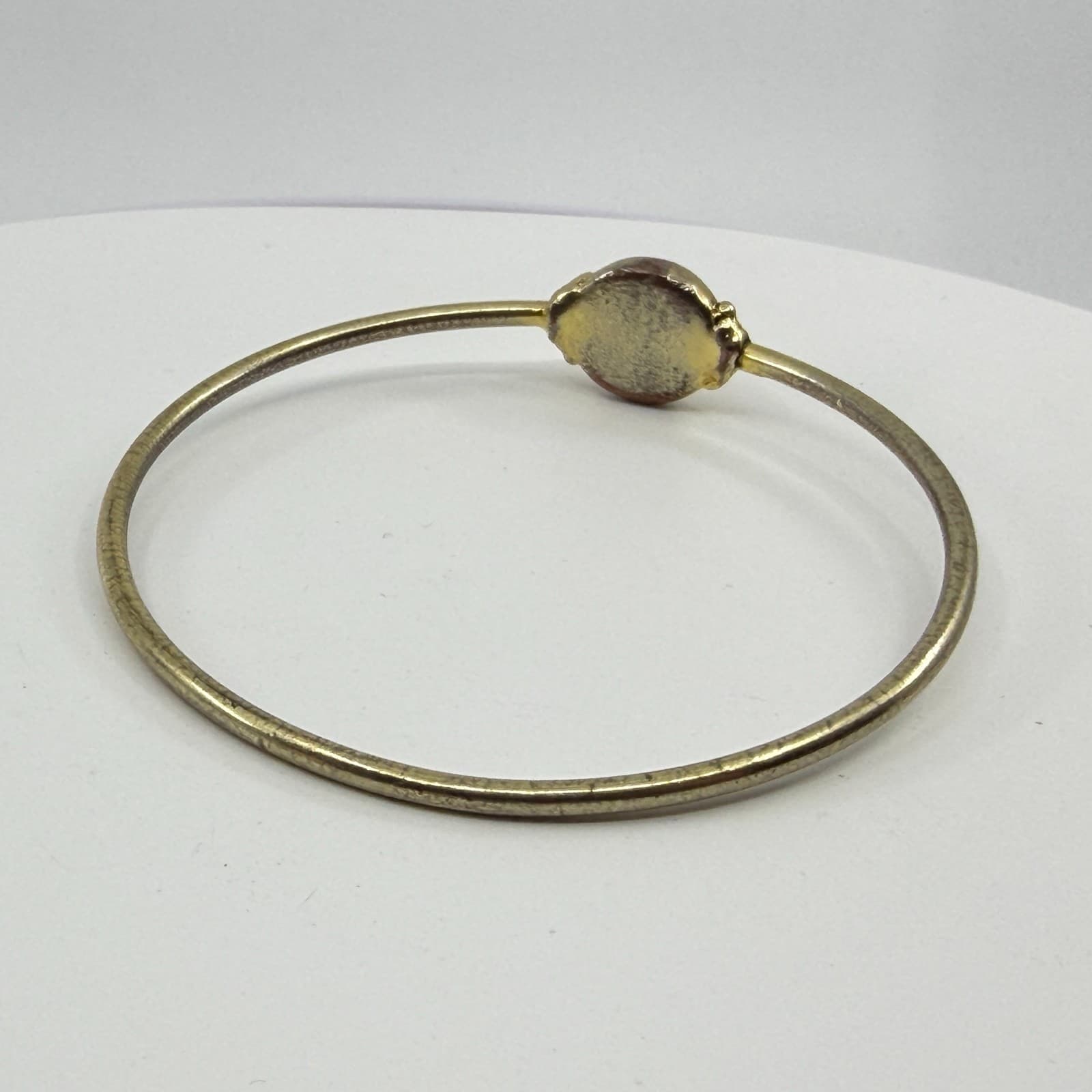 Delicate Peach Moonstone Bangle Gold Tone Minimalist Layering Boho Jewelry Gift - Thumbnail 7