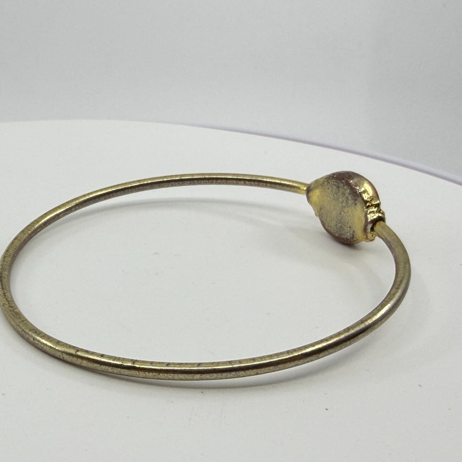Delicate Peach Moonstone Bangle Gold Tone Minimalist Layering Boho Jewelry Gift - Thumbnail 6