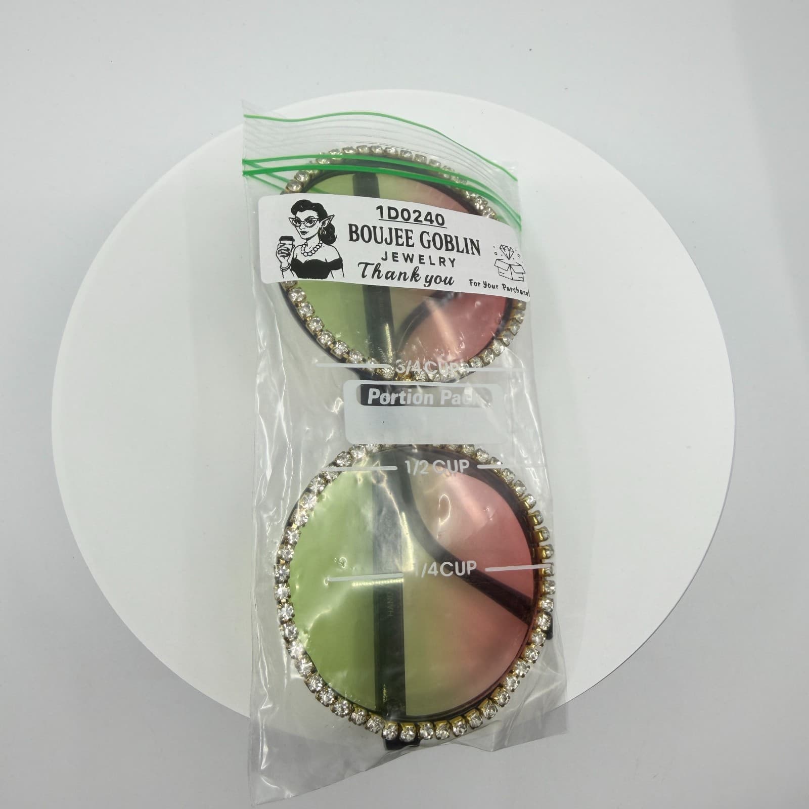 Oversized Round Rhinestone Sunglasses Y2K Boho Festival Ombre Tinted Eyewear - Thumbnail 10