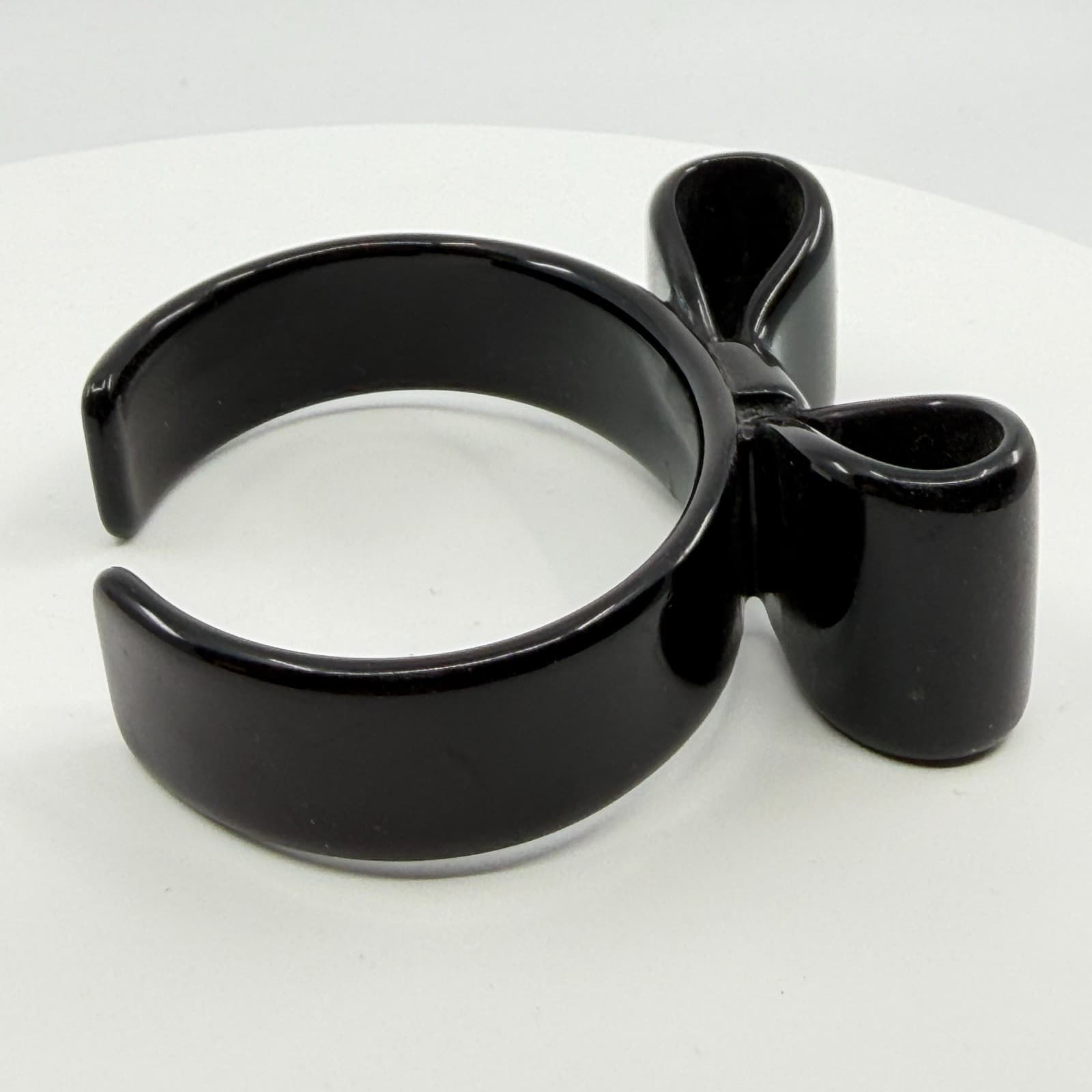Chic Black Bow Statement Cuff Bracelet Minimalist Bold Coquette Style Accessory - Thumbnail 6