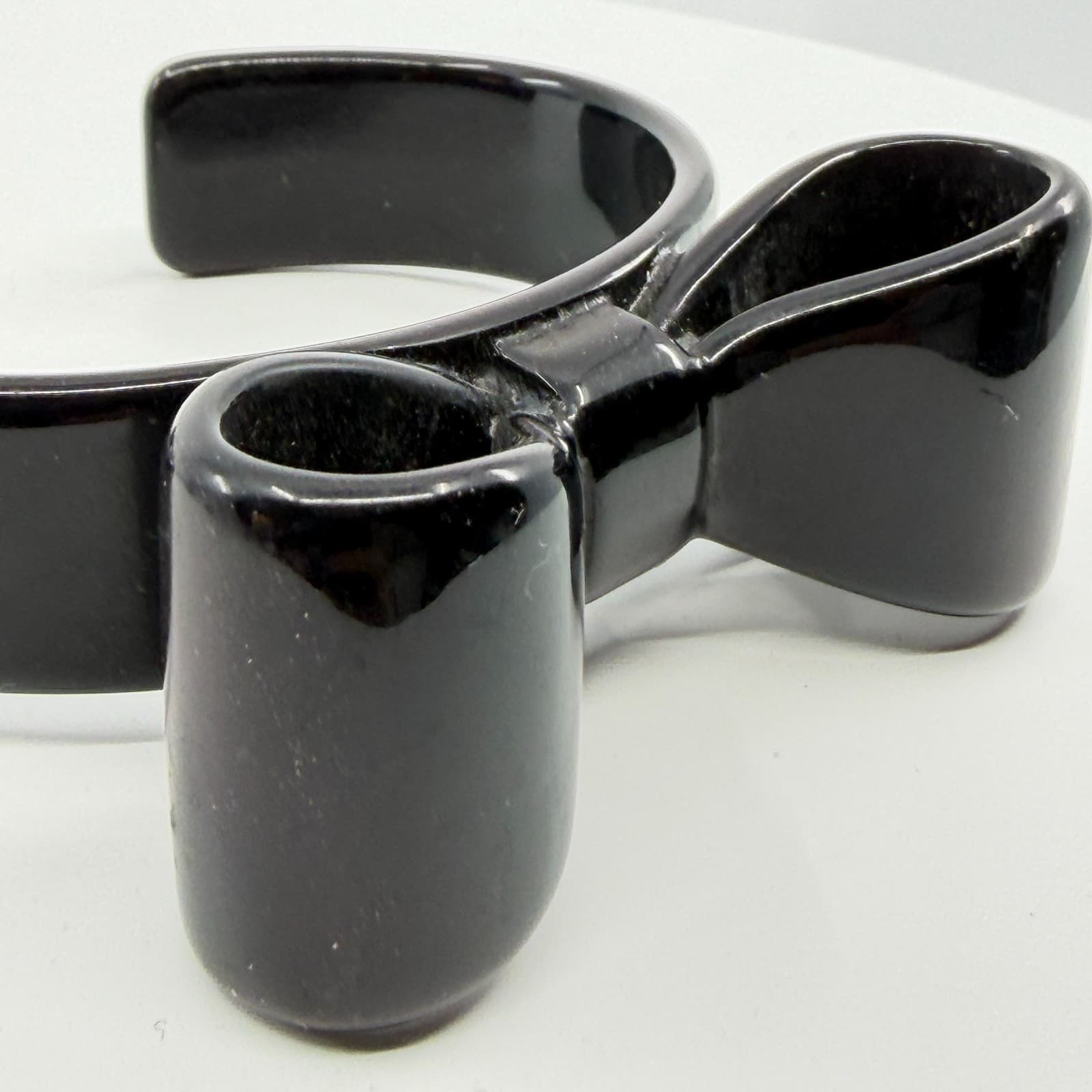 Chic Black Bow Statement Cuff Bracelet Minimalist Bold Coquette Style Accessory - Thumbnail 5