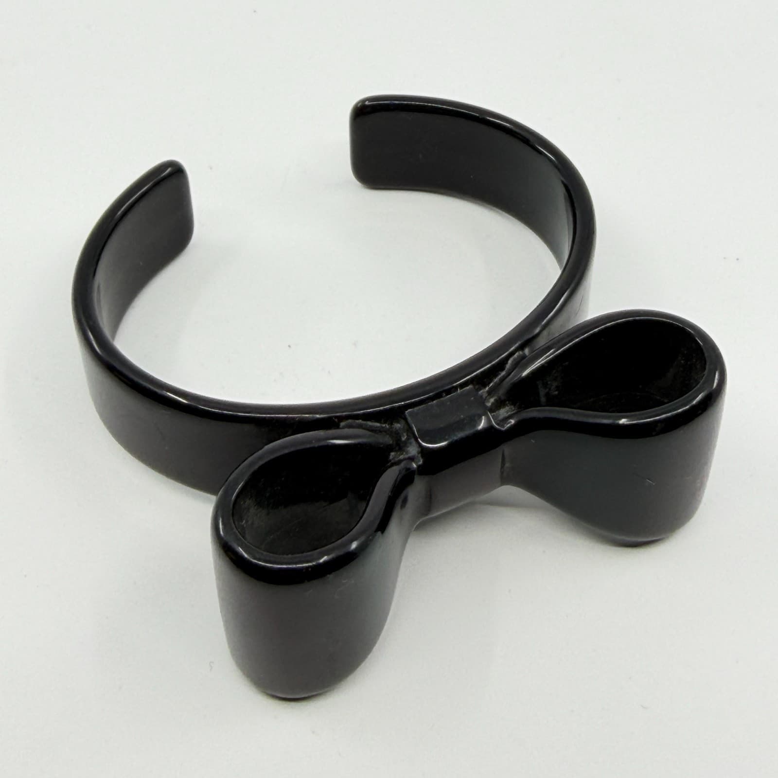 Chic Black Bow Statement Cuff Bracelet Minimalist Bold Coquette Style Accessory - Thumbnail 4