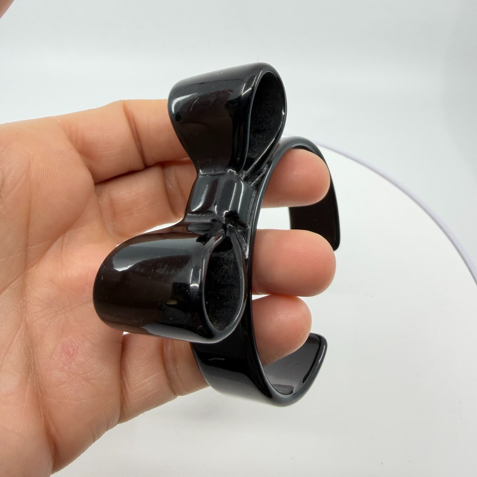 Chic Black Bow Statement Cuff Bracelet Minimalist Bold Coquette Style Accessory - Thumbnail 8