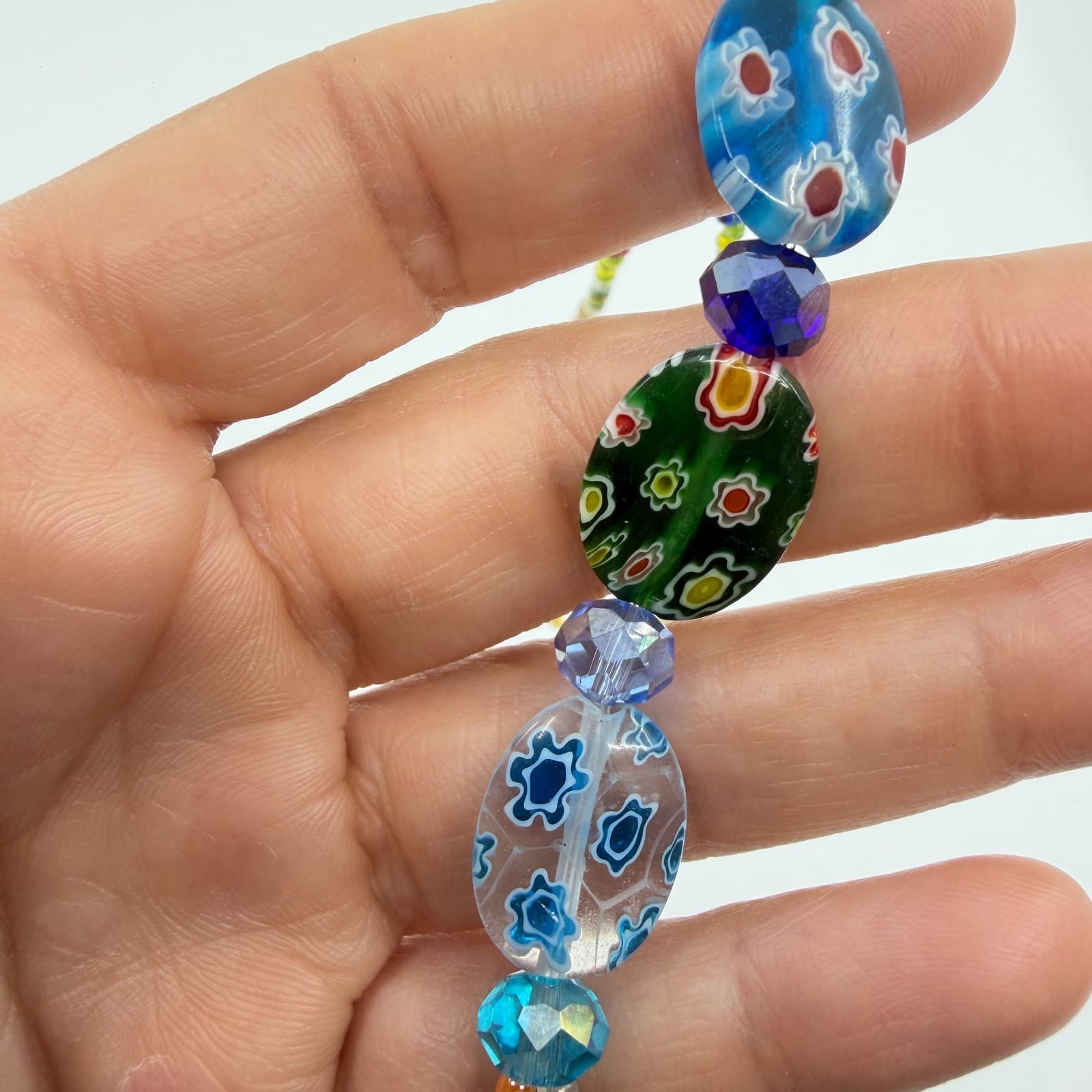 Colorful Boho Floral Barefoot Sandals Set Festival Beach Jewelry Multi-Color - Thumbnail 7