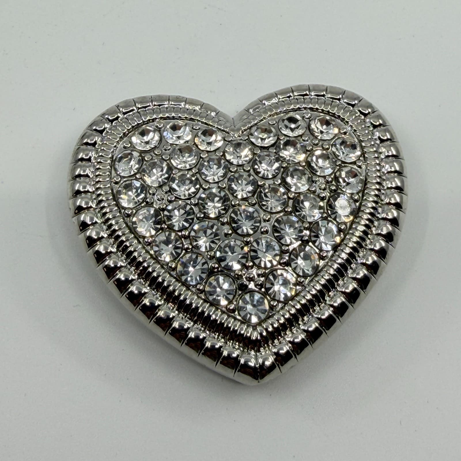 Silver Tone Crystal Angel Wing and Heart Magnetic Brooch Pin Set Glam Statement - Thumbnail 3