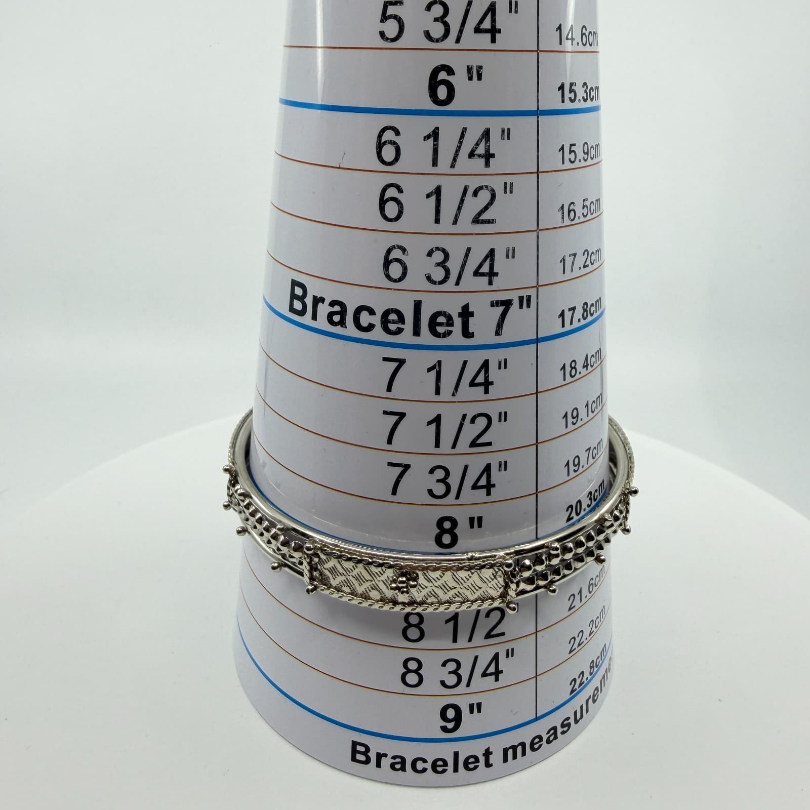 Silver Tone Textured Bangle Bracelet Etched Pattern Stackable Statement Jewelry - Thumbnail 7