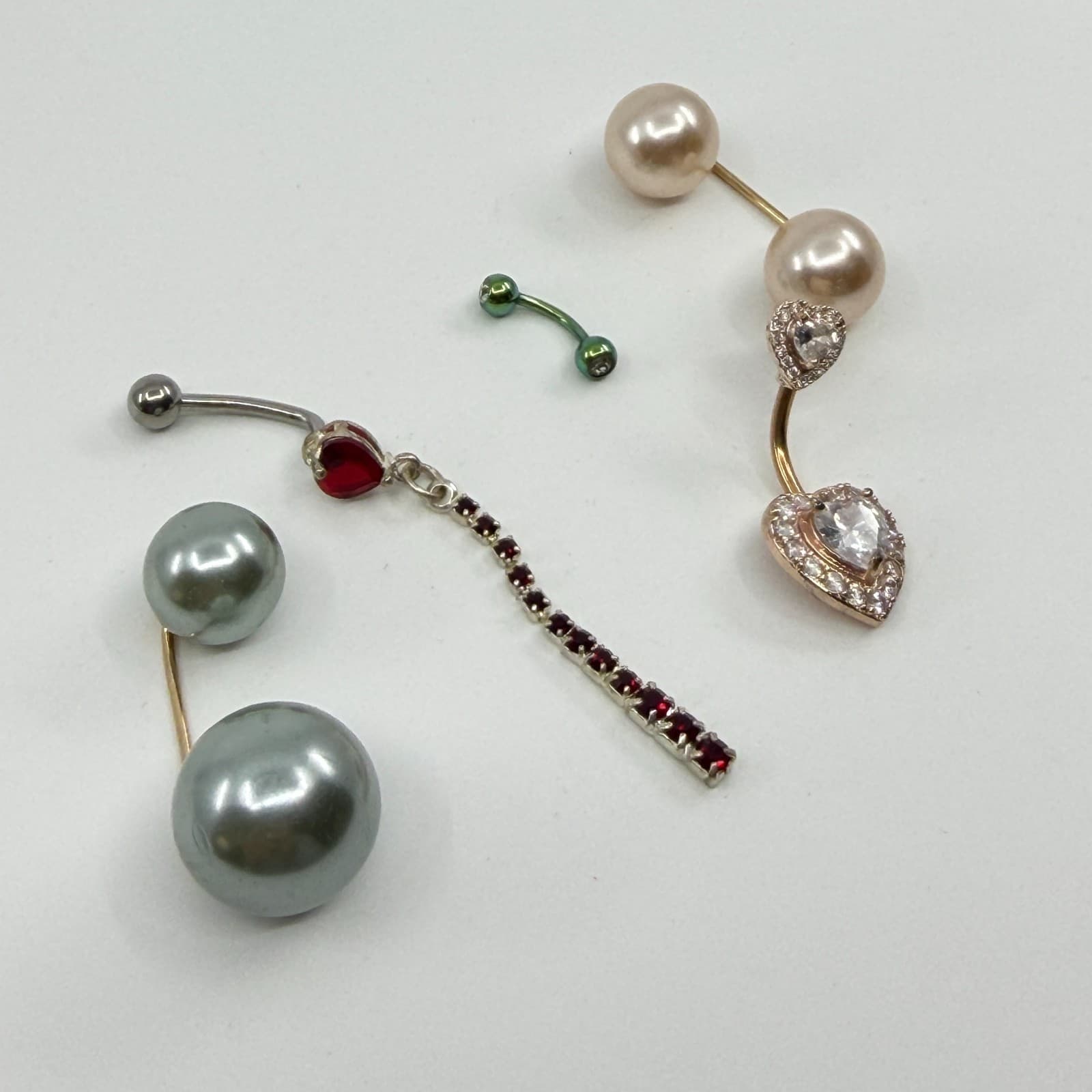 Lot of 5 Trendy Belly Button Rings Statement Dangle Aesthetic Navel Piercings - Thumbnail 2