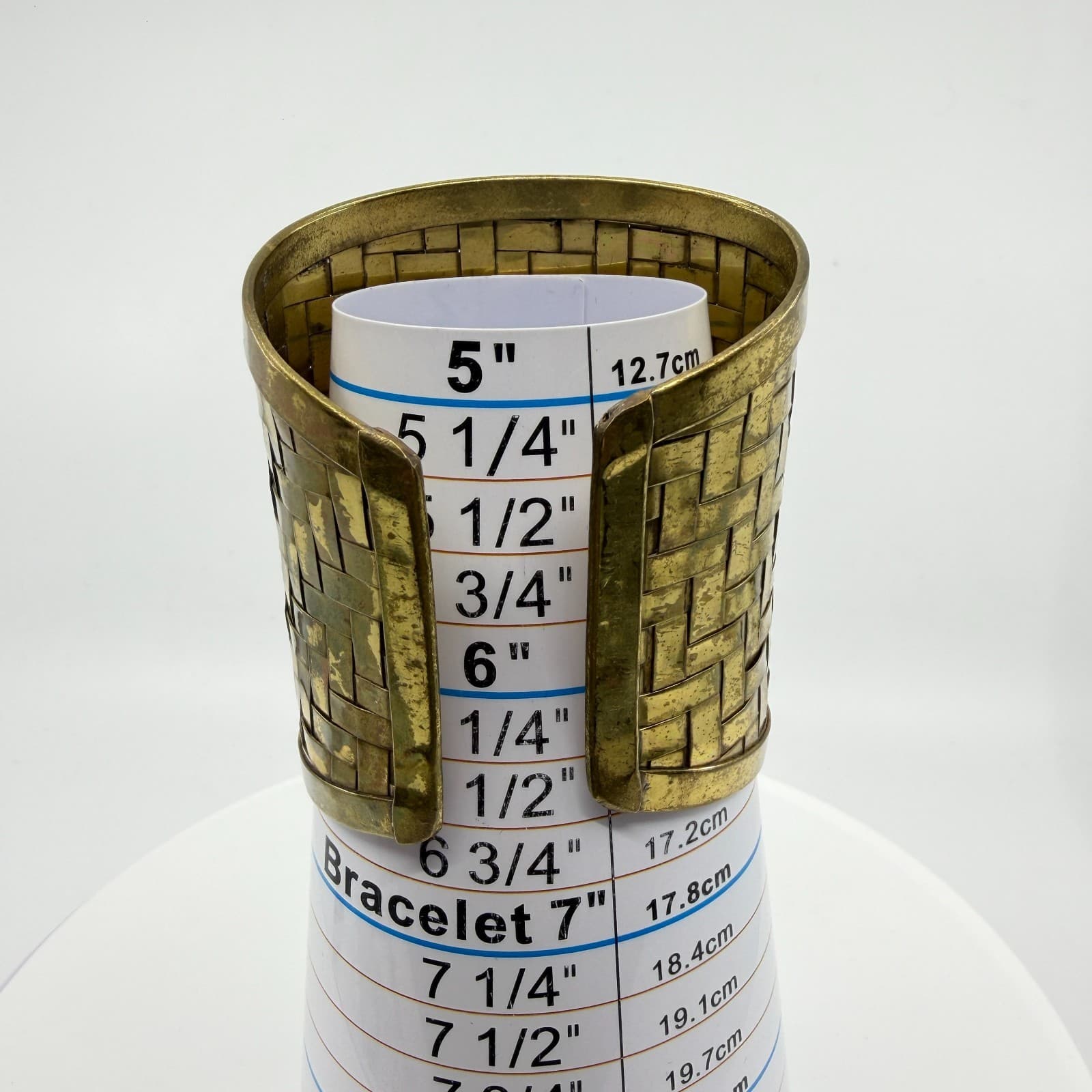 Wide Gold Tone Woven Metal Cuff Bracelet Statement Textured Boho Festival Style - Thumbnail 9