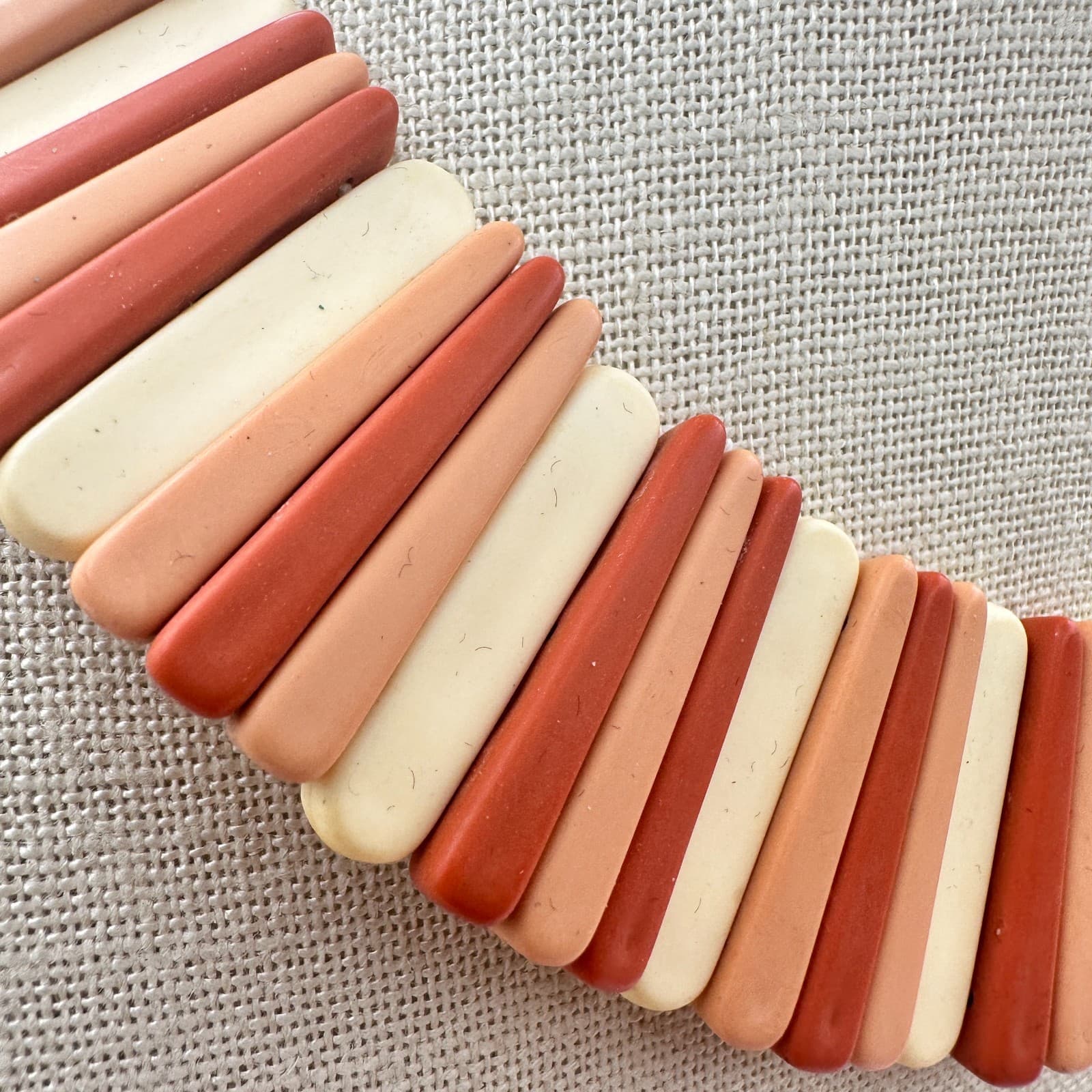 Vintage 90s Y2K Sirocco Stick Terracotta Collar Bib Necklace Statement Jewelry - Thumbnail 4