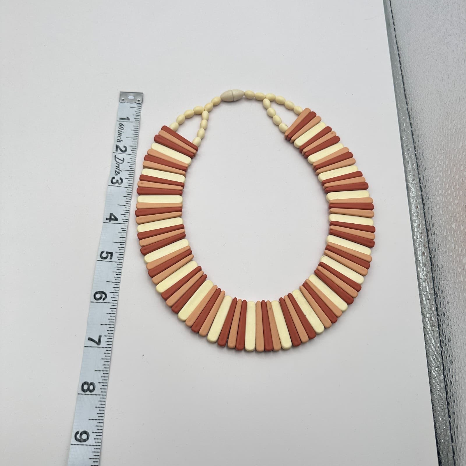 Vintage 90s Y2K Sirocco Stick Terracotta Collar Bib Necklace Statement Jewelry - Thumbnail 7