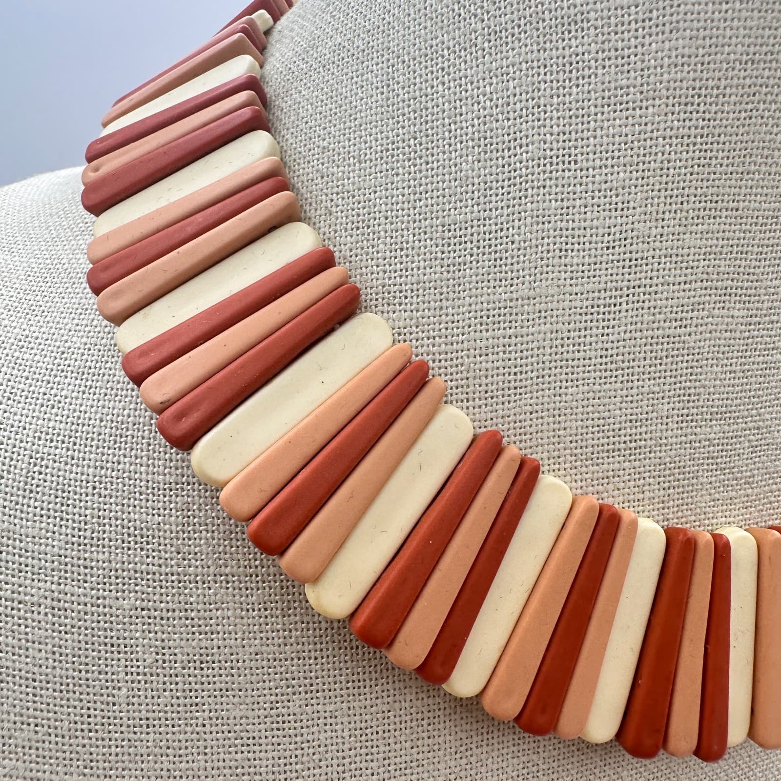 Vintage 90s Y2K Sirocco Stick Terracotta Collar Bib Necklace Statement Jewelry - Thumbnail 2