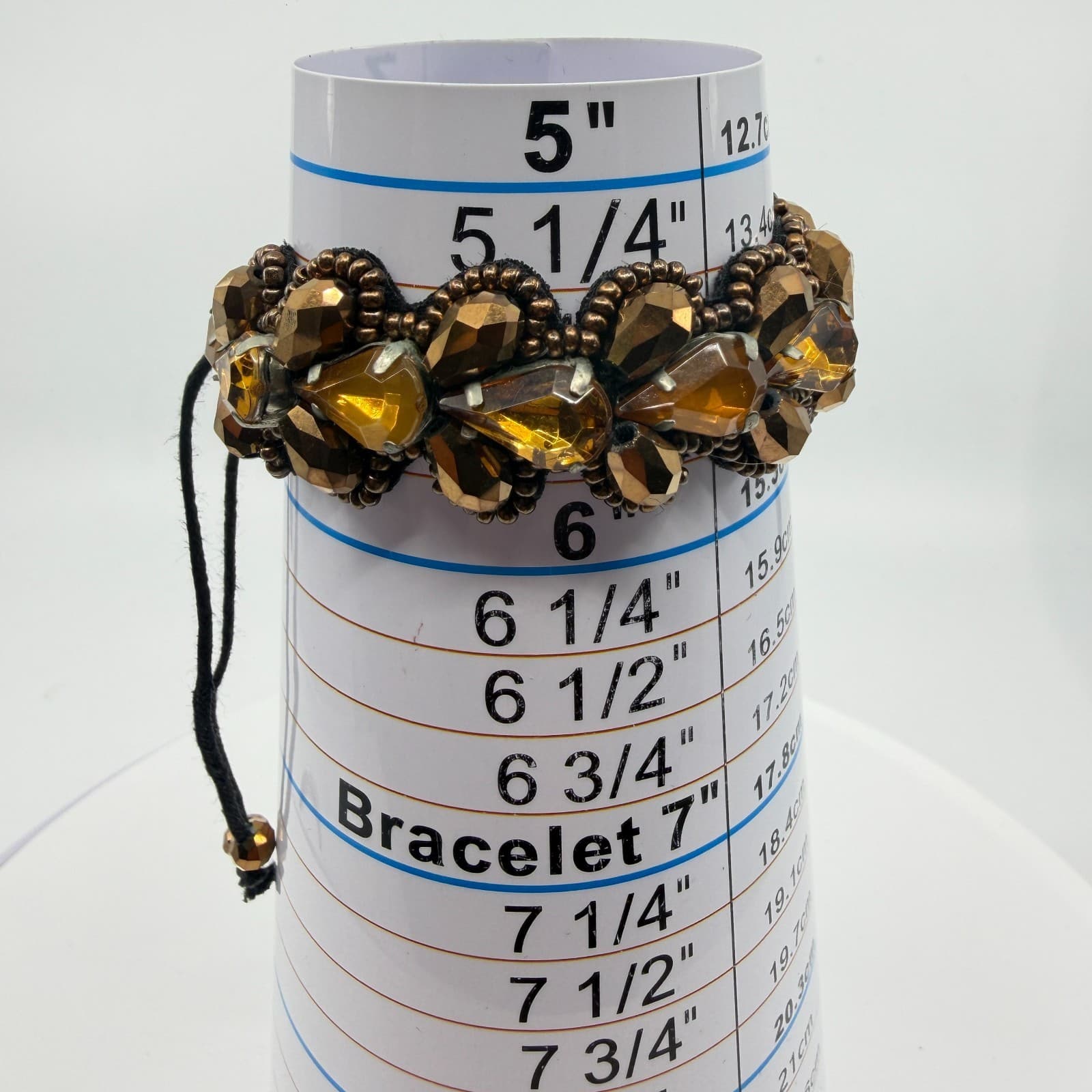 Boho Bronze Tone Teardrop Crystal Beaded Bracelet Layering Festival Jewelry - Thumbnail 8