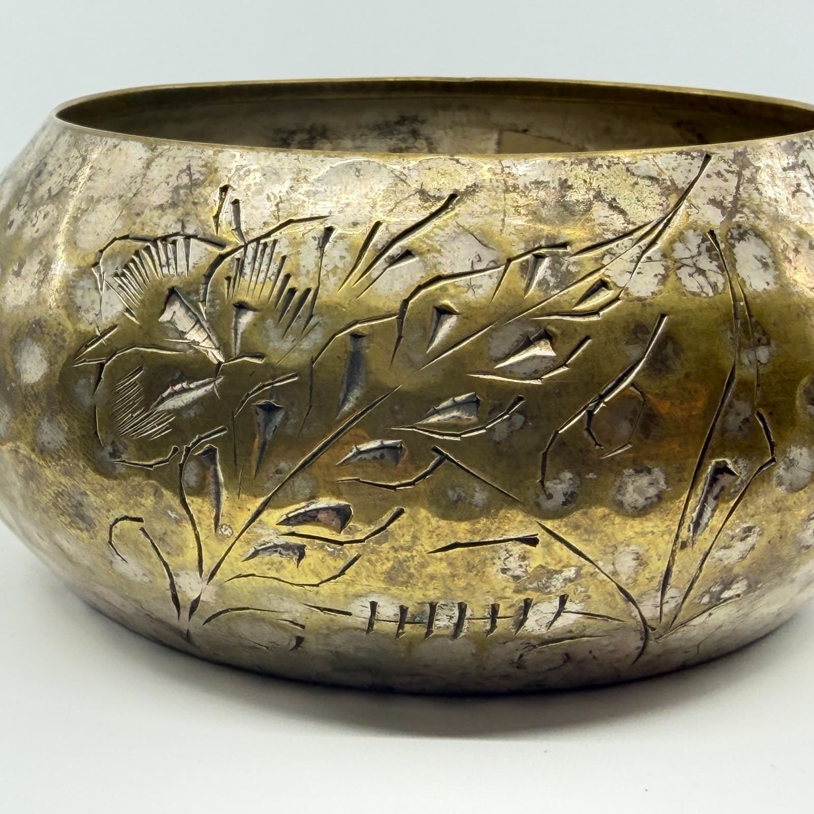 Chunky Etched Floral Cuff Bracelet Statement Metal Jewelry Unique Artisan Gift - Thumbnail 7
