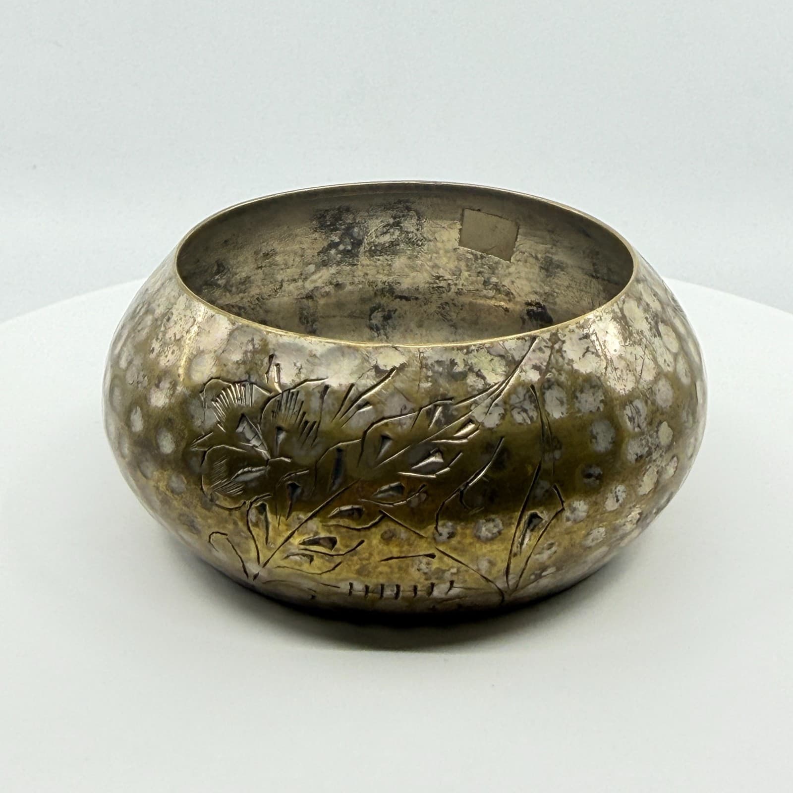 Chunky Etched Floral Cuff Bracelet Statement Metal Jewelry Unique Artisan Gift - Thumbnail 2