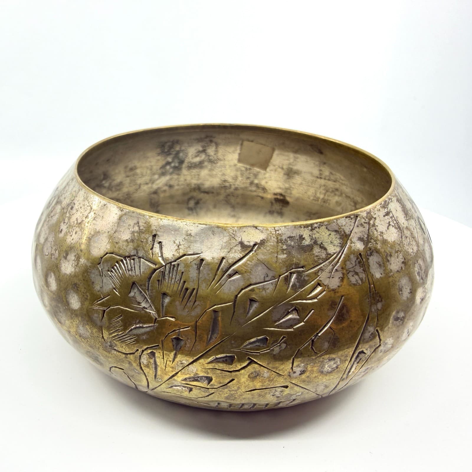 Chunky Etched Floral Cuff Bracelet Statement Metal Jewelry Unique Artisan Gift