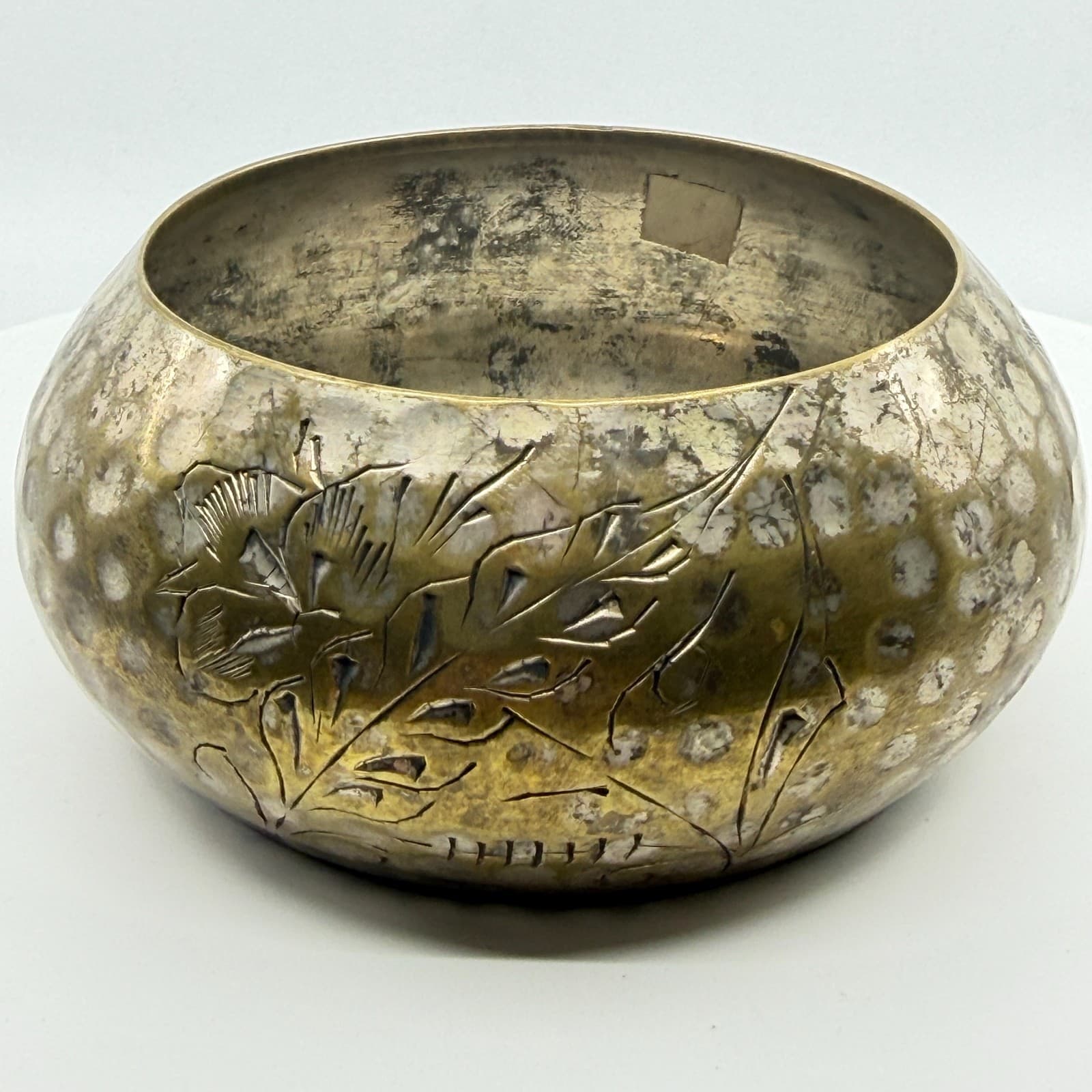 Chunky Etched Floral Cuff Bracelet Statement Metal Jewelry Unique Artisan Gift - Thumbnail 6