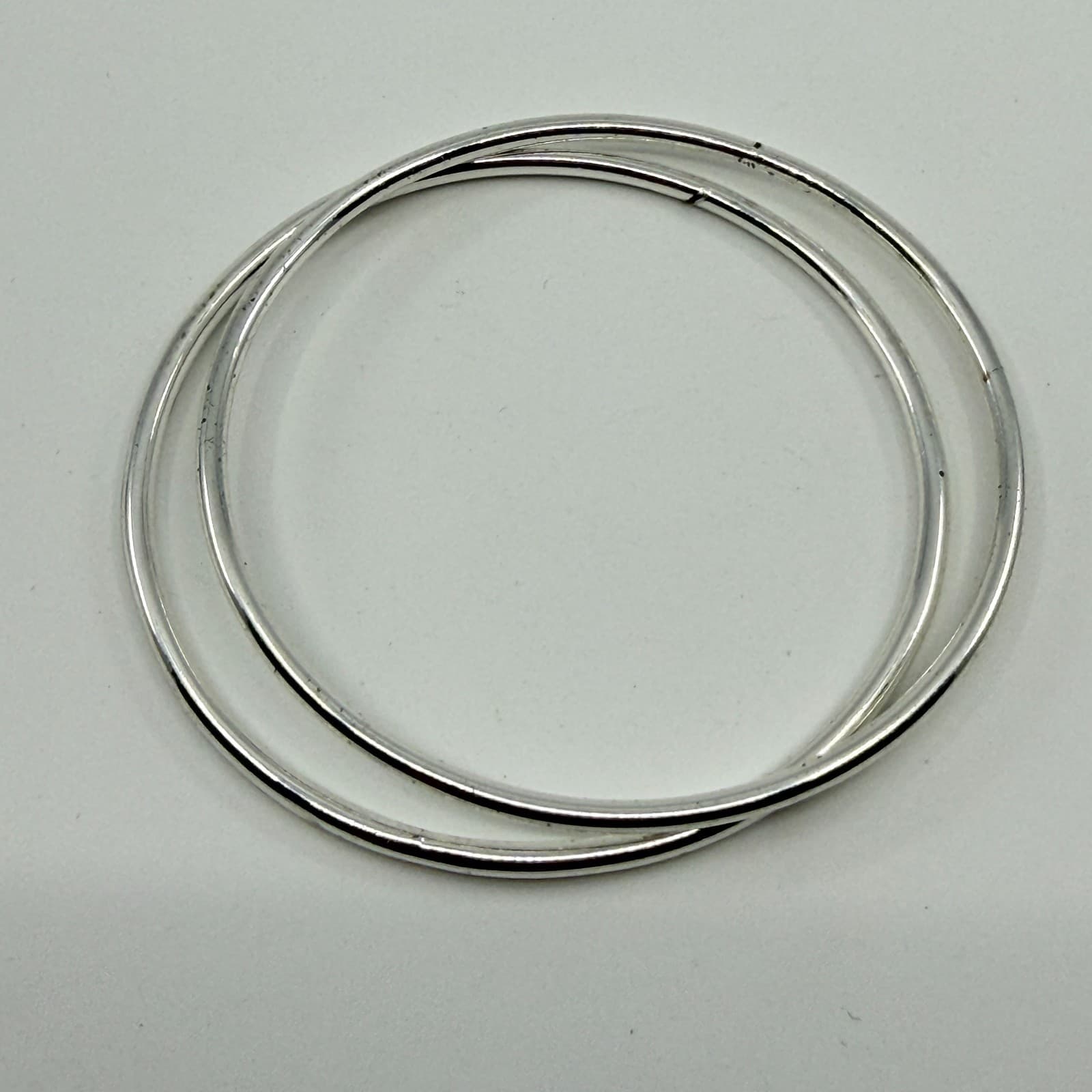Y2K Minimalist Silver Tone Bangle Bracelet Set Stackable Trendy Simple Accessory - Thumbnail 6