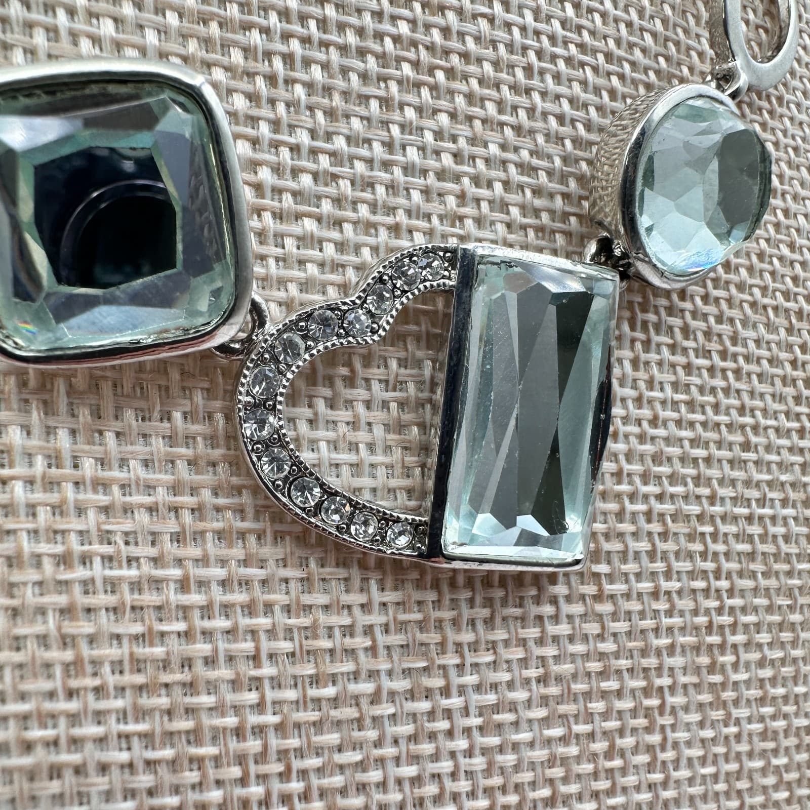 Vintage 80s White House Black Silver Tone Revrsible Rhinestone Statement Jewelry - Thumbnail 4