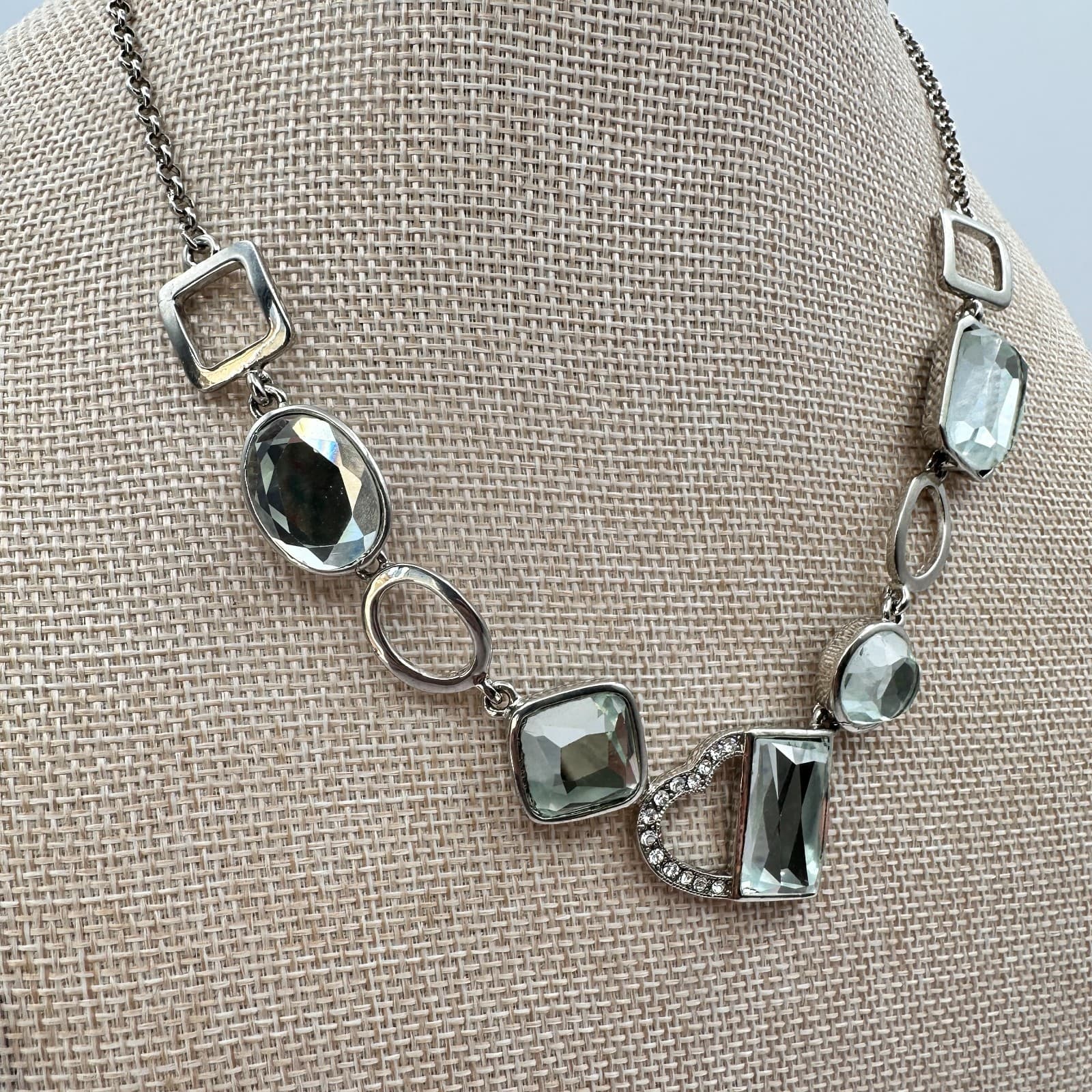 Vintage 80s White House Black Silver Tone Revrsible Rhinestone Statement Jewelry - Thumbnail 2
