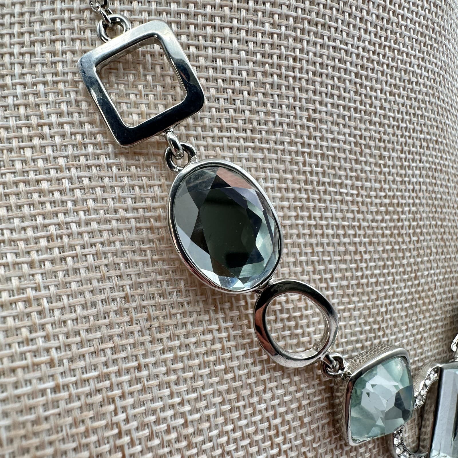 Vintage 80s White House Black Silver Tone Revrsible Rhinestone Statement Jewelry - Thumbnail 8