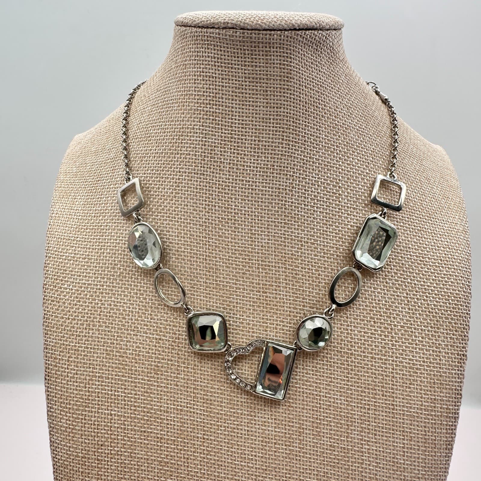 Vintage 80s White House Black Silver Tone Revrsible Rhinestone Statement Jewelry - Thumbnail 6