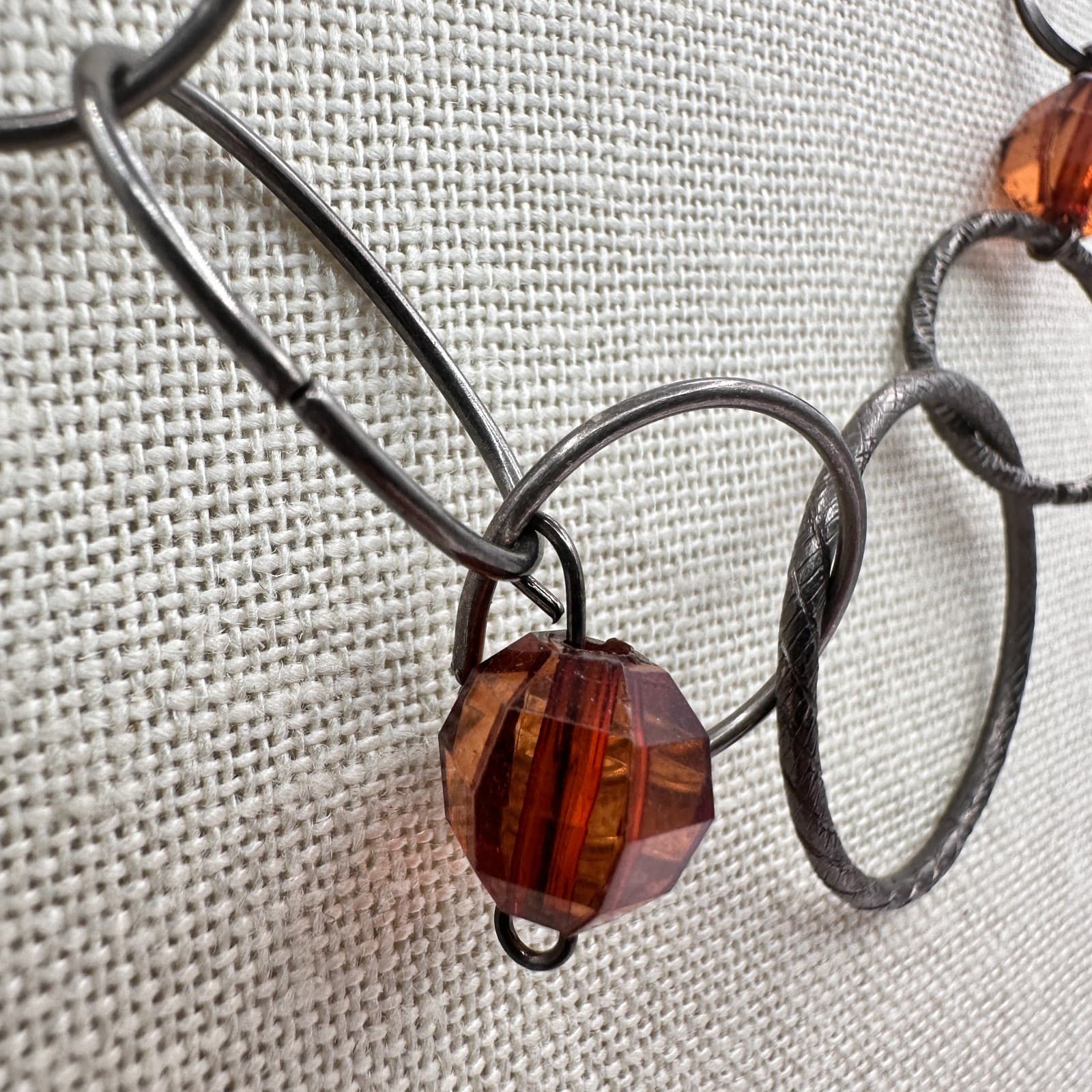 Vintage Y2K Geometric Link Brown Beaded Necklace Women's Classic Fashion Jewelry - Thumbnail 5
