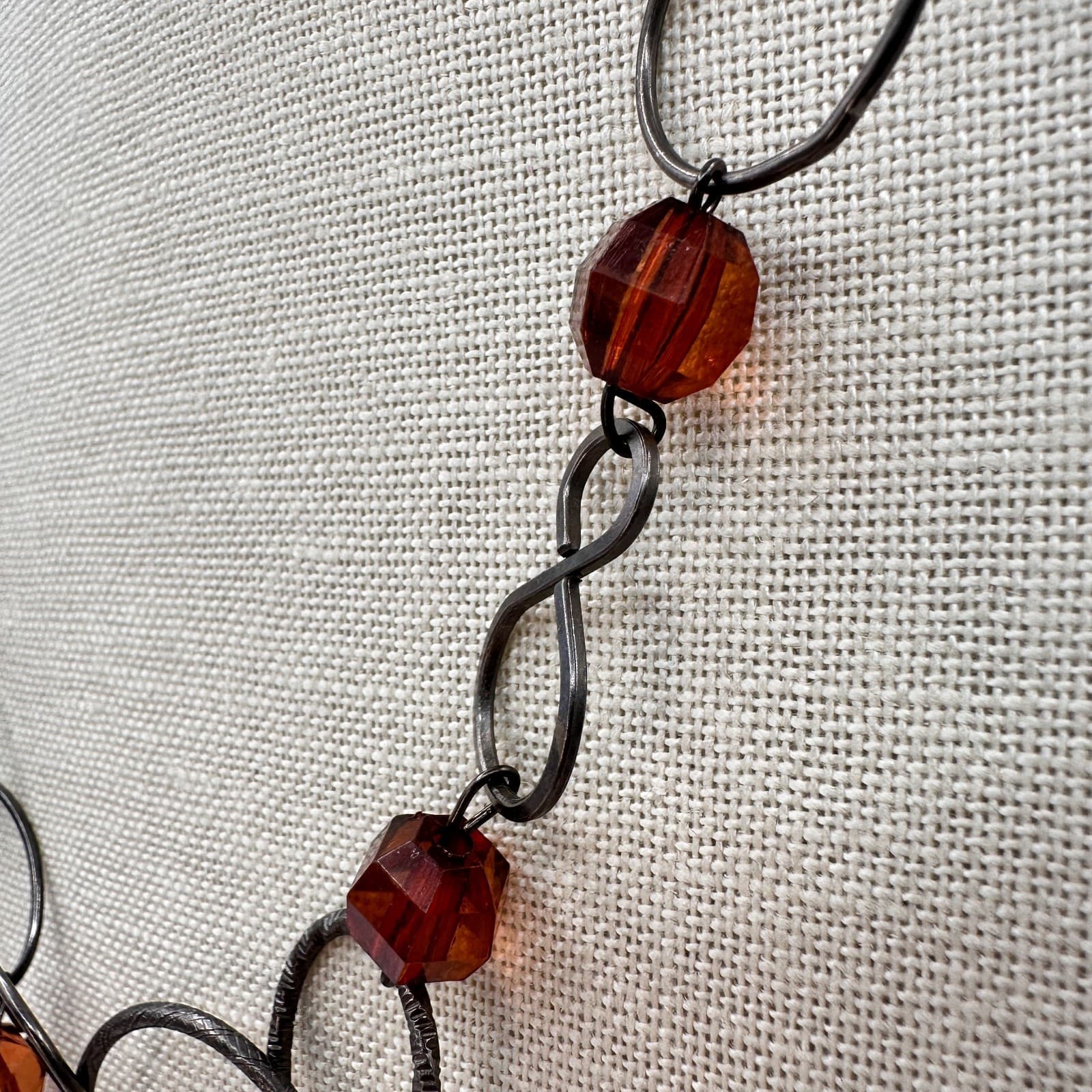 Vintage Y2K Geometric Link Brown Beaded Necklace Women's Classic Fashion Jewelry - Thumbnail 8