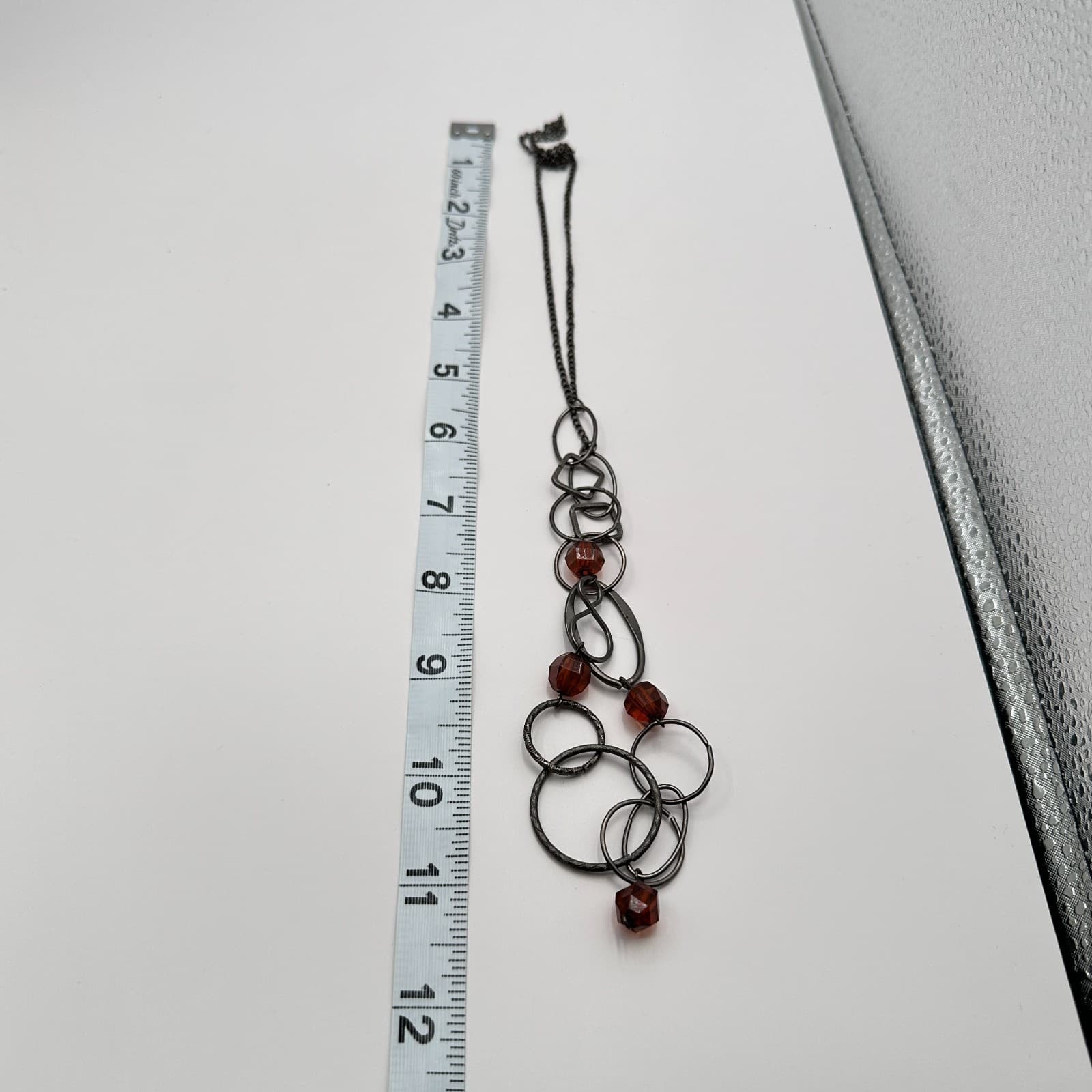 Vintage Y2K Geometric Link Brown Beaded Necklace Women's Classic Fashion Jewelry - Thumbnail 10