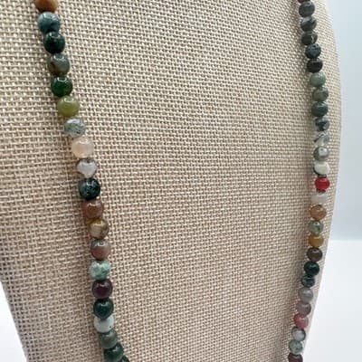 Vintage 90s Natural Stone Beaded Necklace Boho Women's Classic Fashion Jewelry - Thumbnail 5