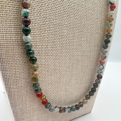 Vintage 90s Natural Stone Beaded Necklace Boho Women's Classic Fashion Jewelry - Thumbnail 4
