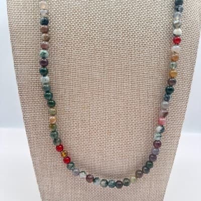 Vintage 90s Natural Stone Beaded Necklace Boho Women's Classic Fashion Jewelry - Thumbnail 3