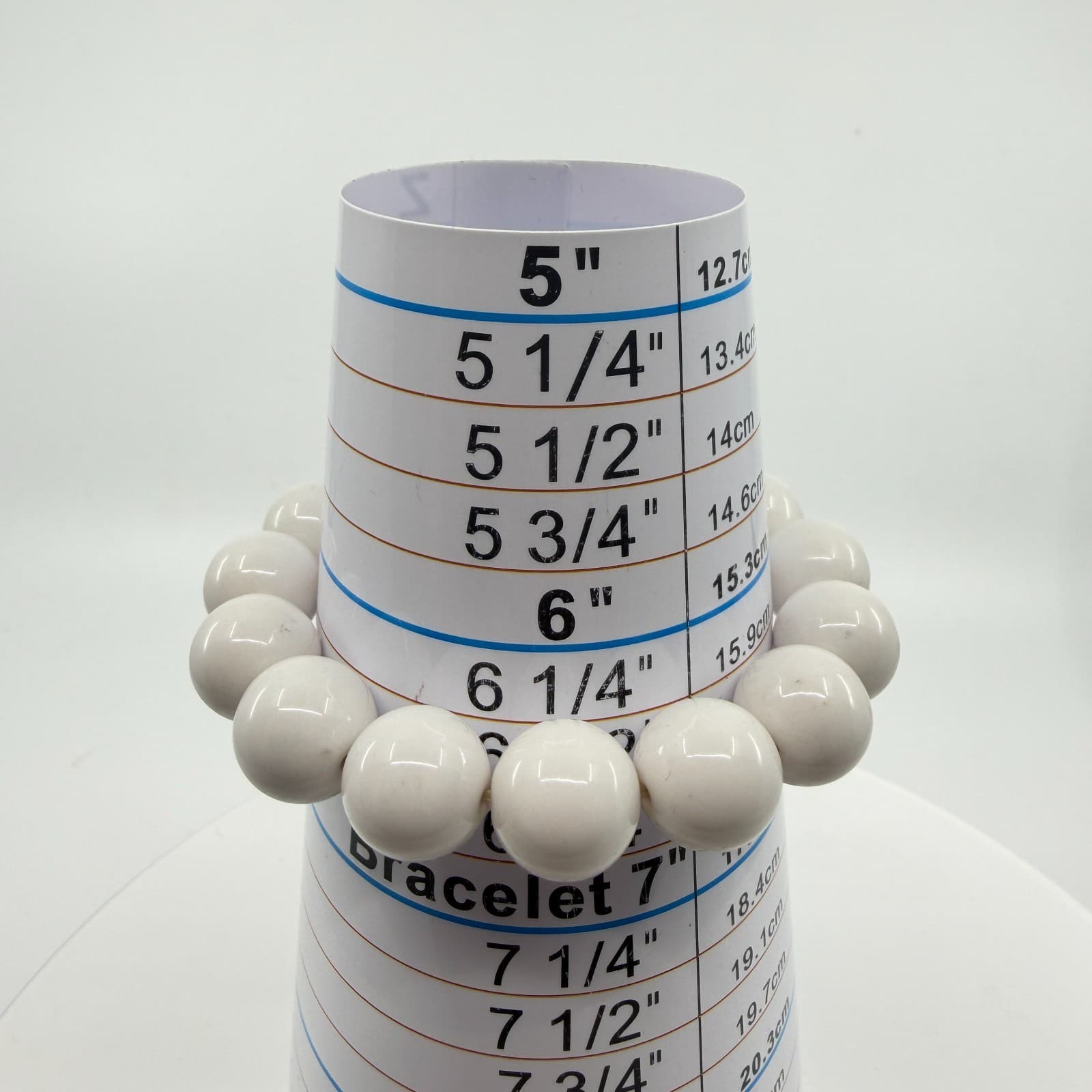 Minimalist Chunky White Bead Stretch Bracelet Statement Jewelry Boho Stack Gift - Thumbnail 7