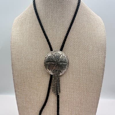 Vintage Y2K Silver Tone Clear Rhinestone Fringe Bolo Tie Cowgirl Jewelry - Thumbnail 7