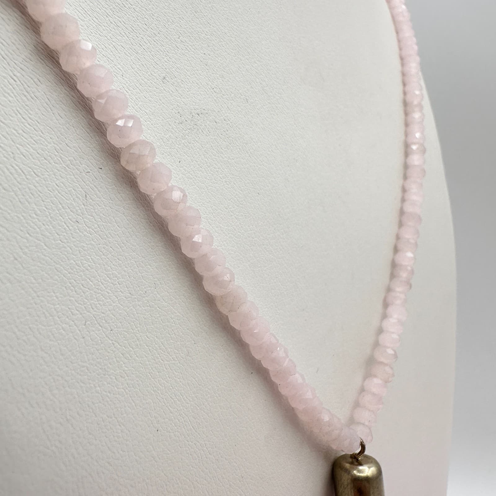 Vintage Y2K Pink Tassel Necklace Boho Statement Rose Quartz Beaded Jewelry Y2K - Thumbnail 7