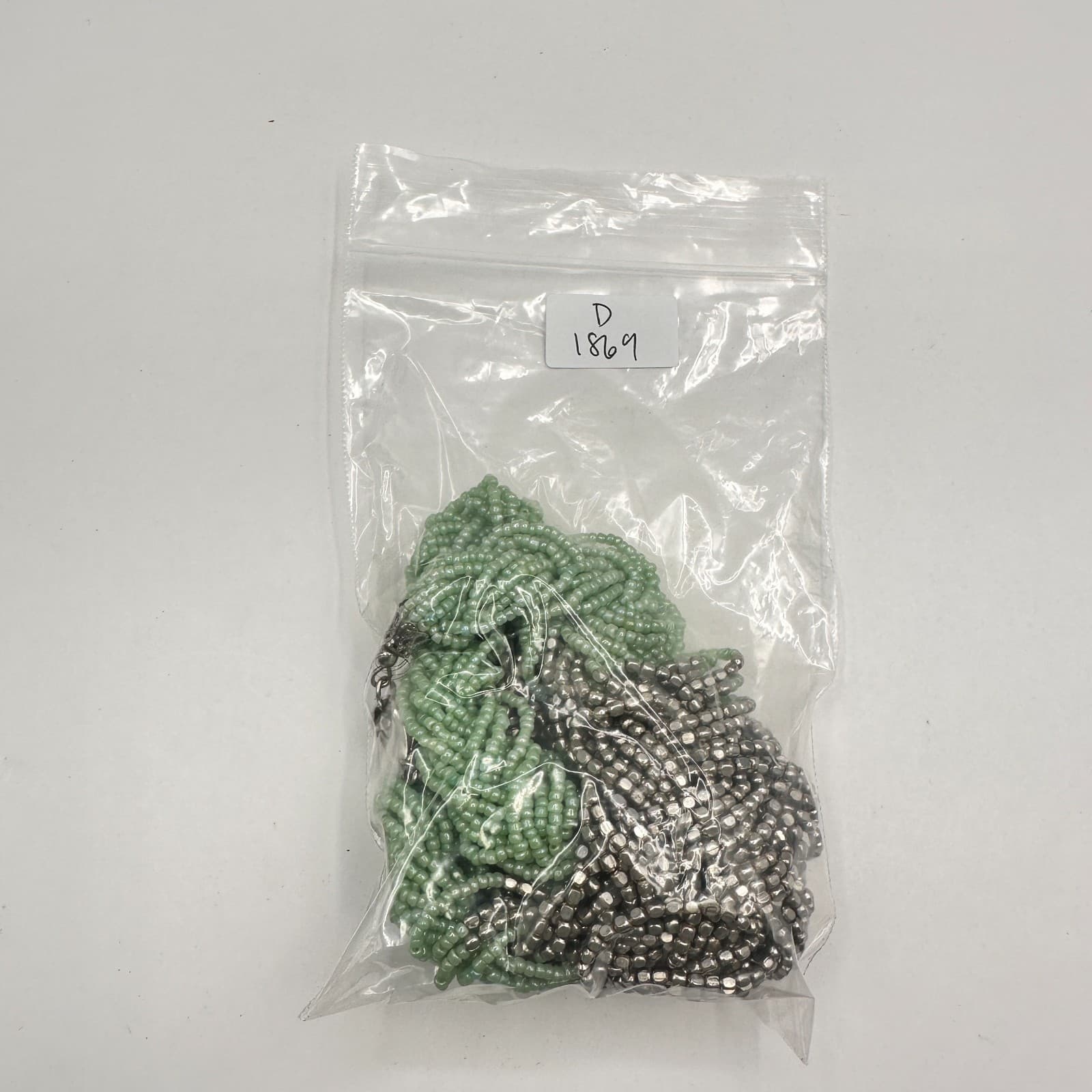 Vintage 90s Multi Strand Mint Green Glass Seed Bead Silver Tone Torsade Necklace - Thumbnail 11